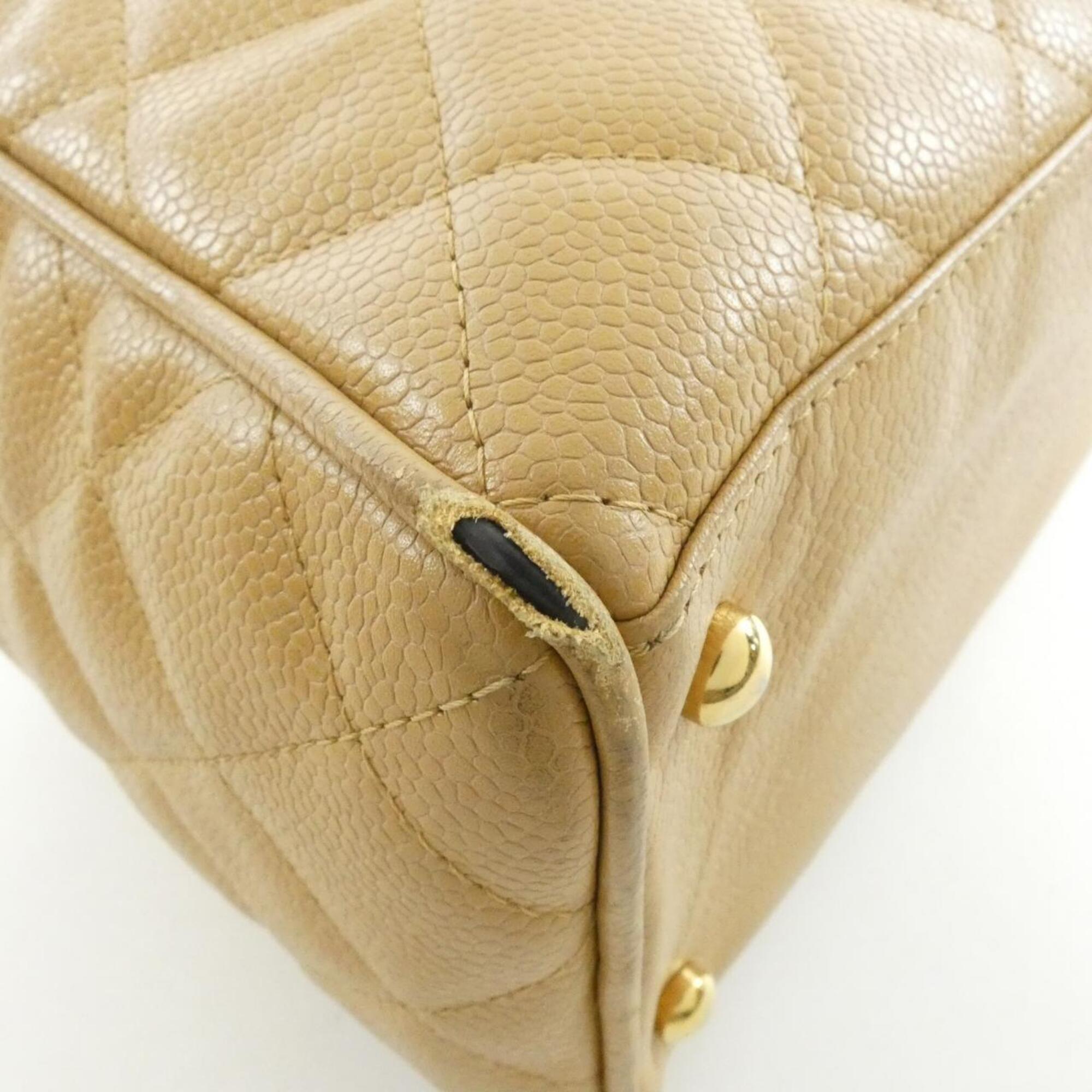 Chanel Beige Grained Calfskin Boston Bag (Pre-Owned)