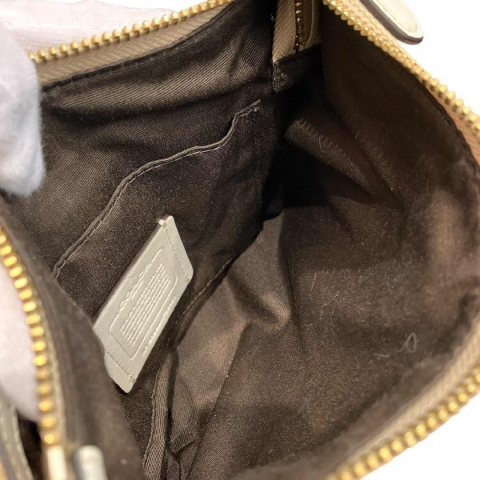 Coach Beige Signature Line Shoulder Bag (Pre-Owned)