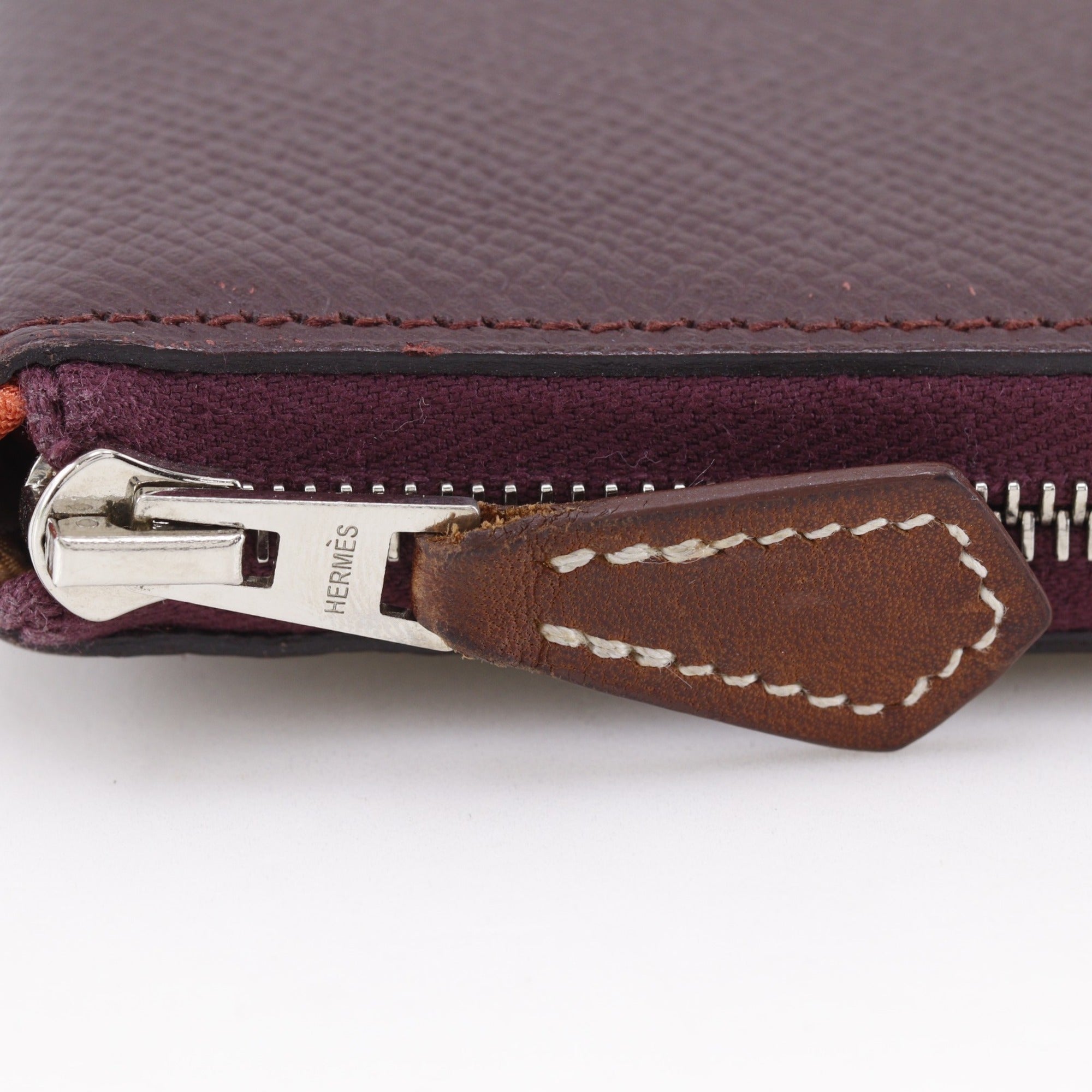 Hermes Red Color Wine Epsom Leather Long Wallet (Bi-Fold) (Pre-Owned)