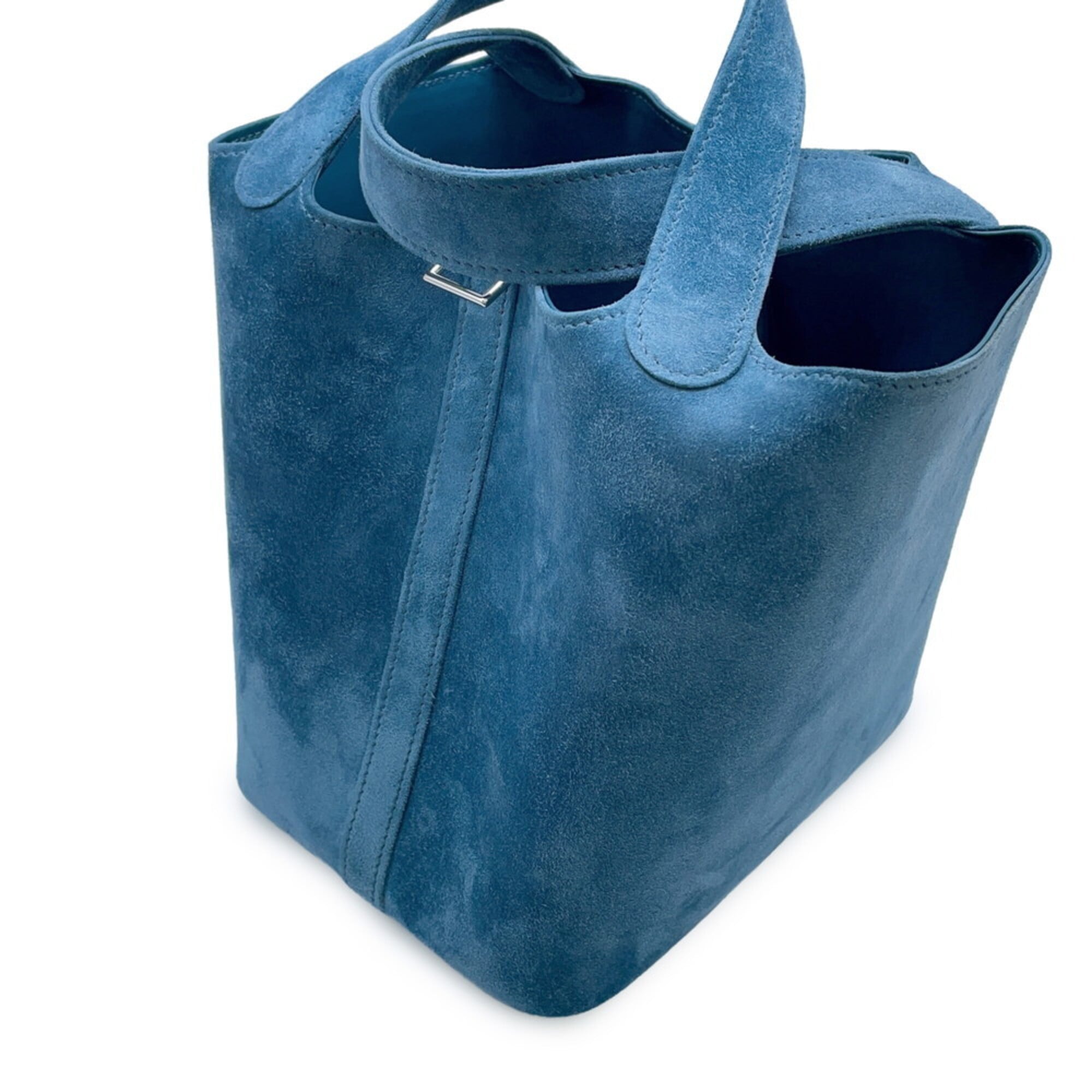 Hermes Blue Swift Leather Suede Handbag (Pre-Owned)
