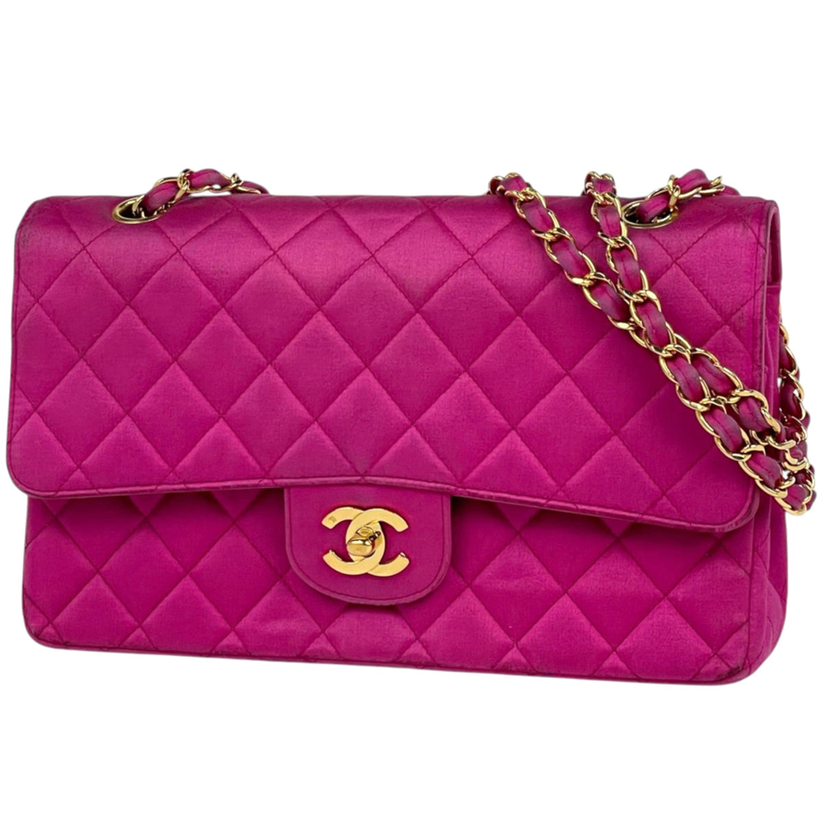 Chanel Pink Satin Leather Shoulder Bag (Pre-Owned)