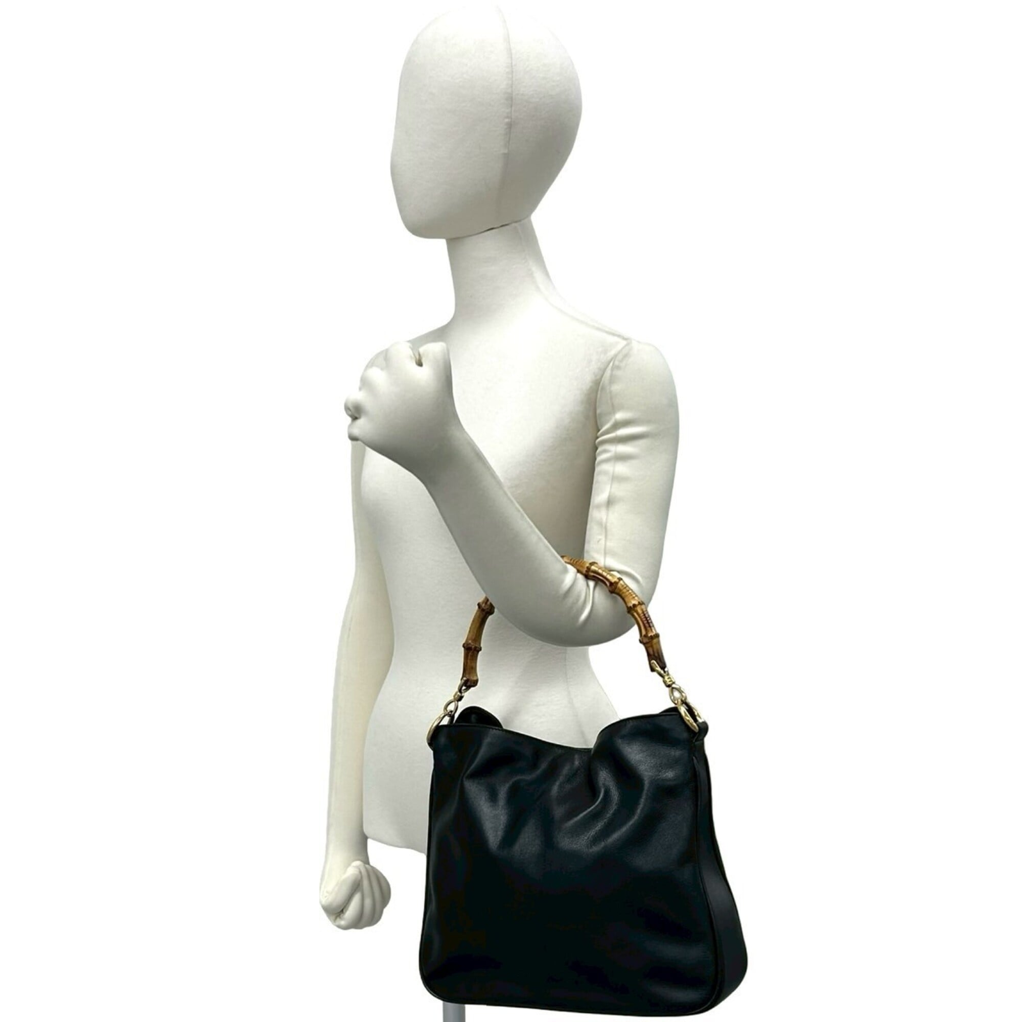 Gucci Black Leather Handbag Shoulder Bag (Pre-Owned)