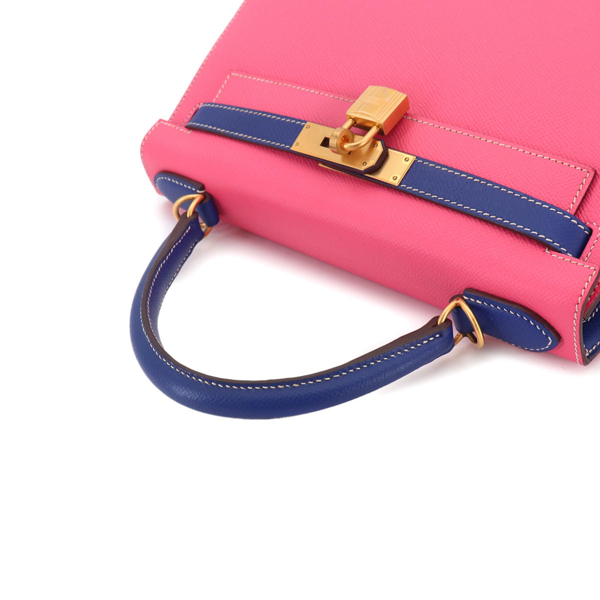 Hermes Blue Electric Rose Azalee Epsom Leather Handbag (Pre-Owned)