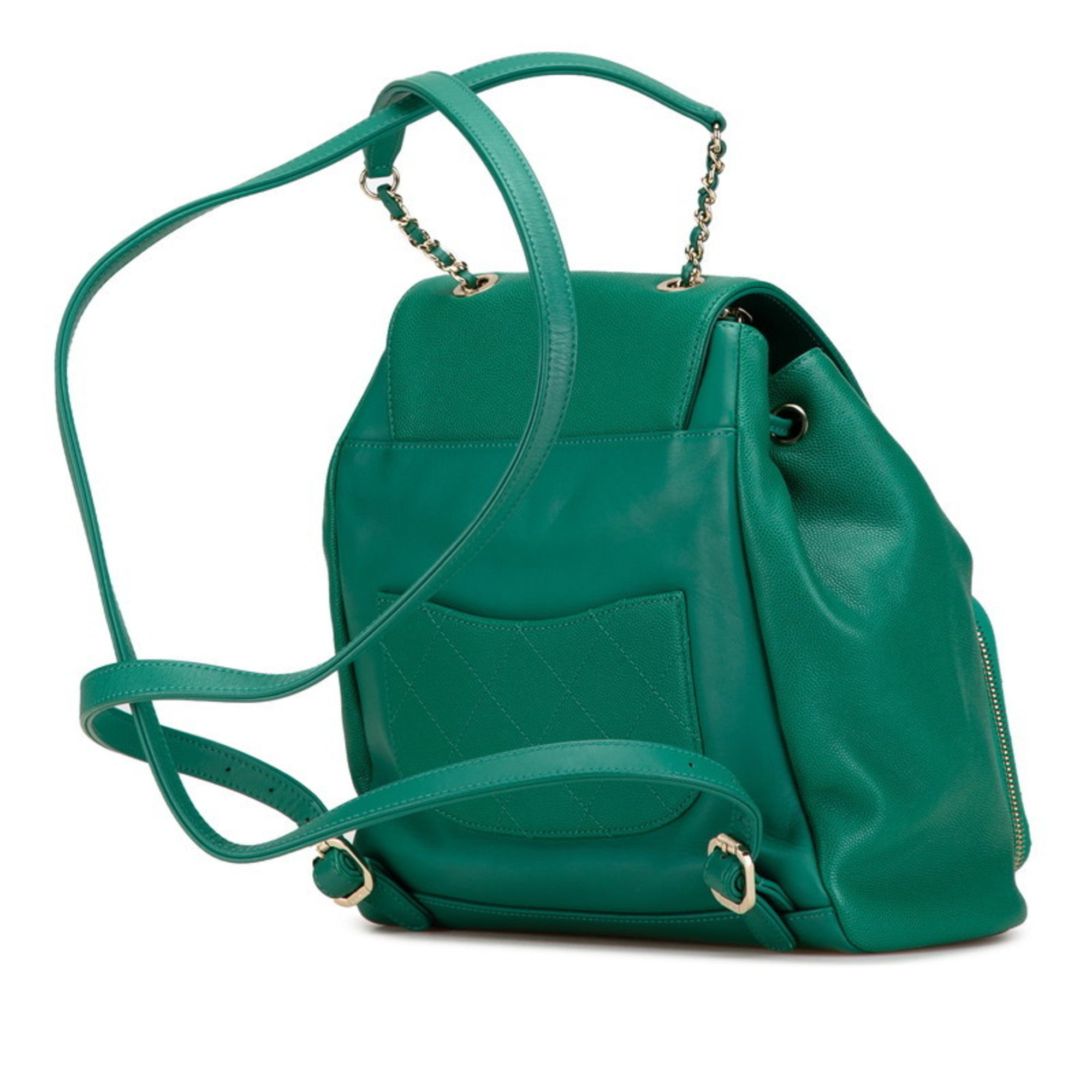 Chanel Green Grained Calfskin Backpack (Pre-Owned)