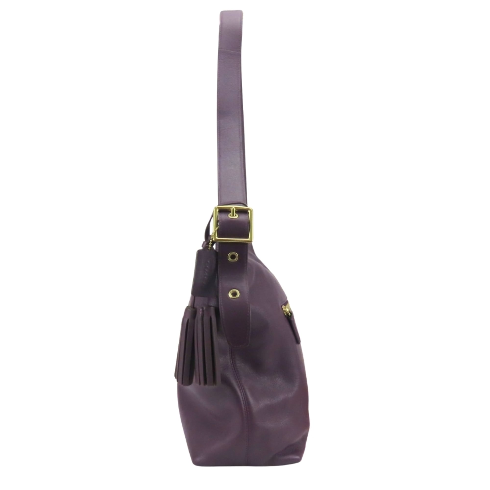 Coach Dark Purple Leather Shoulder Bag (Pre-Owned)