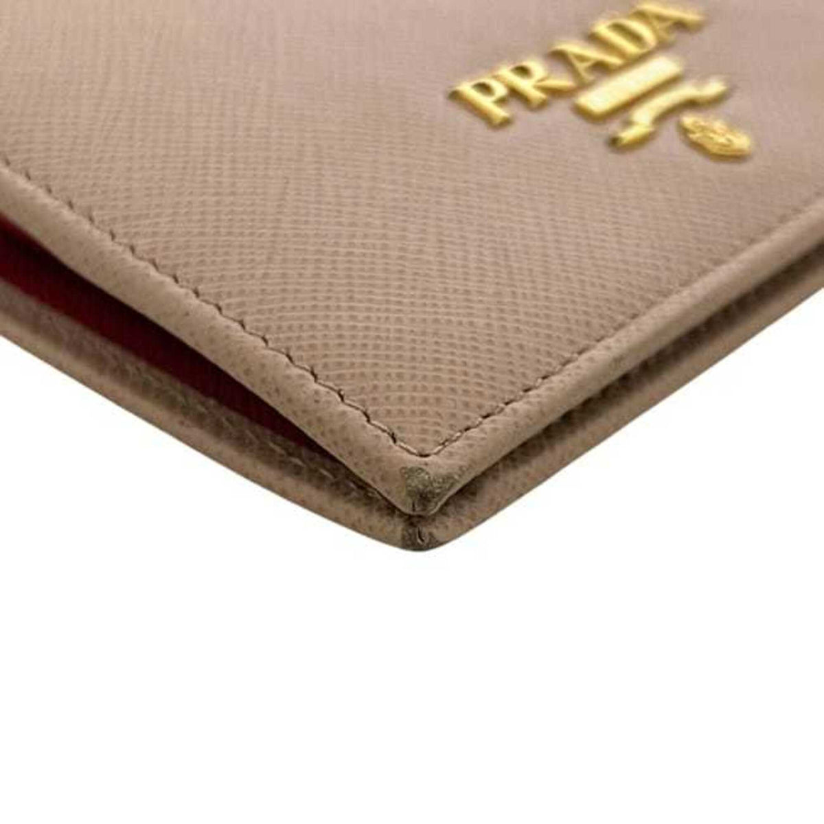 Prada Saffiano Beige Leather Wallet (Bi-Fold) (Pre-Owned)