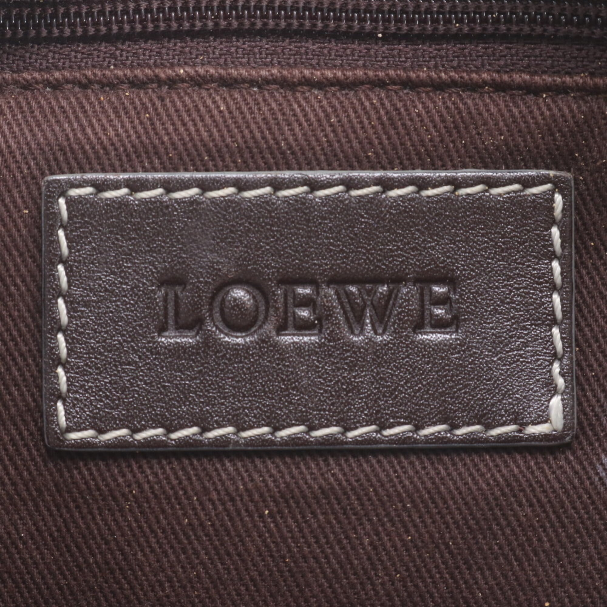 Loewe Brown White Leather Coated Canvas Crossbody Bag Handbag Shoulder Bag Tote Bag (Pre-Owned)