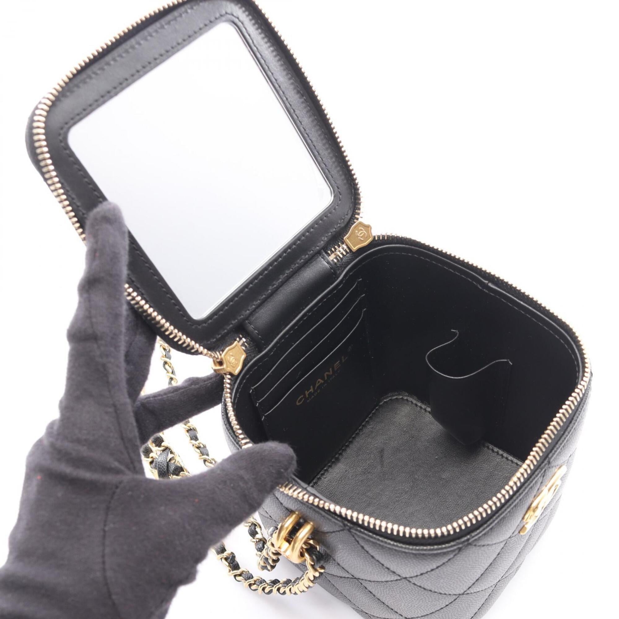 Chanel Black Grained Calfskin Handbag Shoulder Bag Vanity Bag (Pre-Owned)