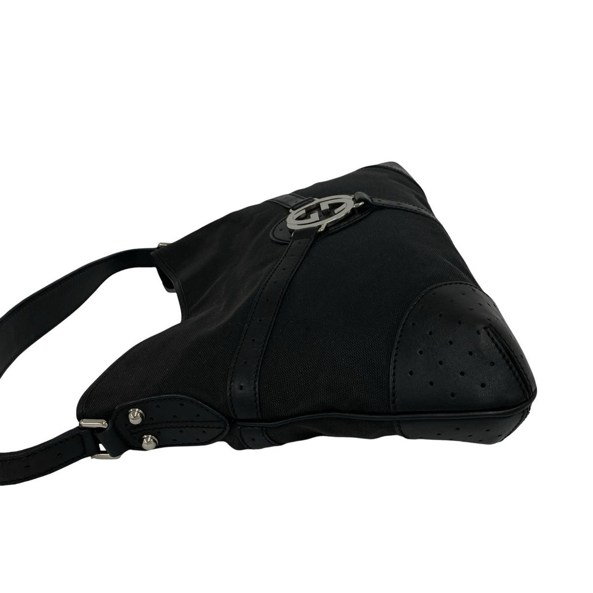Gucci Black Canvas Leather Handbag Shoulder Bag (Pre-Owned)