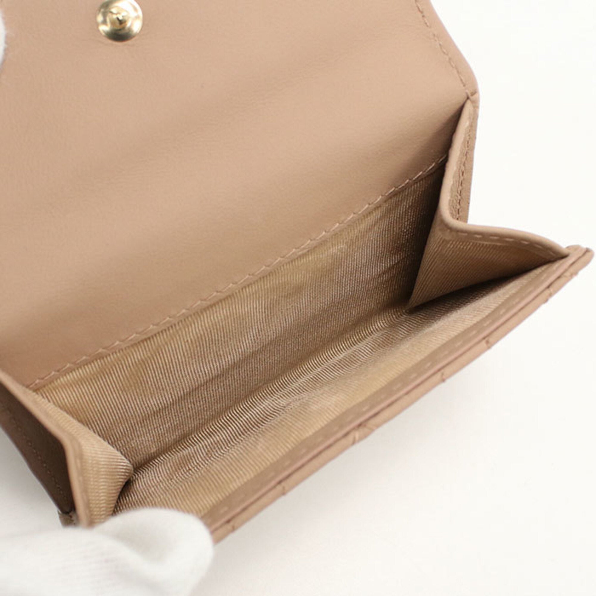 Christian Dior Beige Leather Wallet (Tri-Fold) (Pre-Owned)