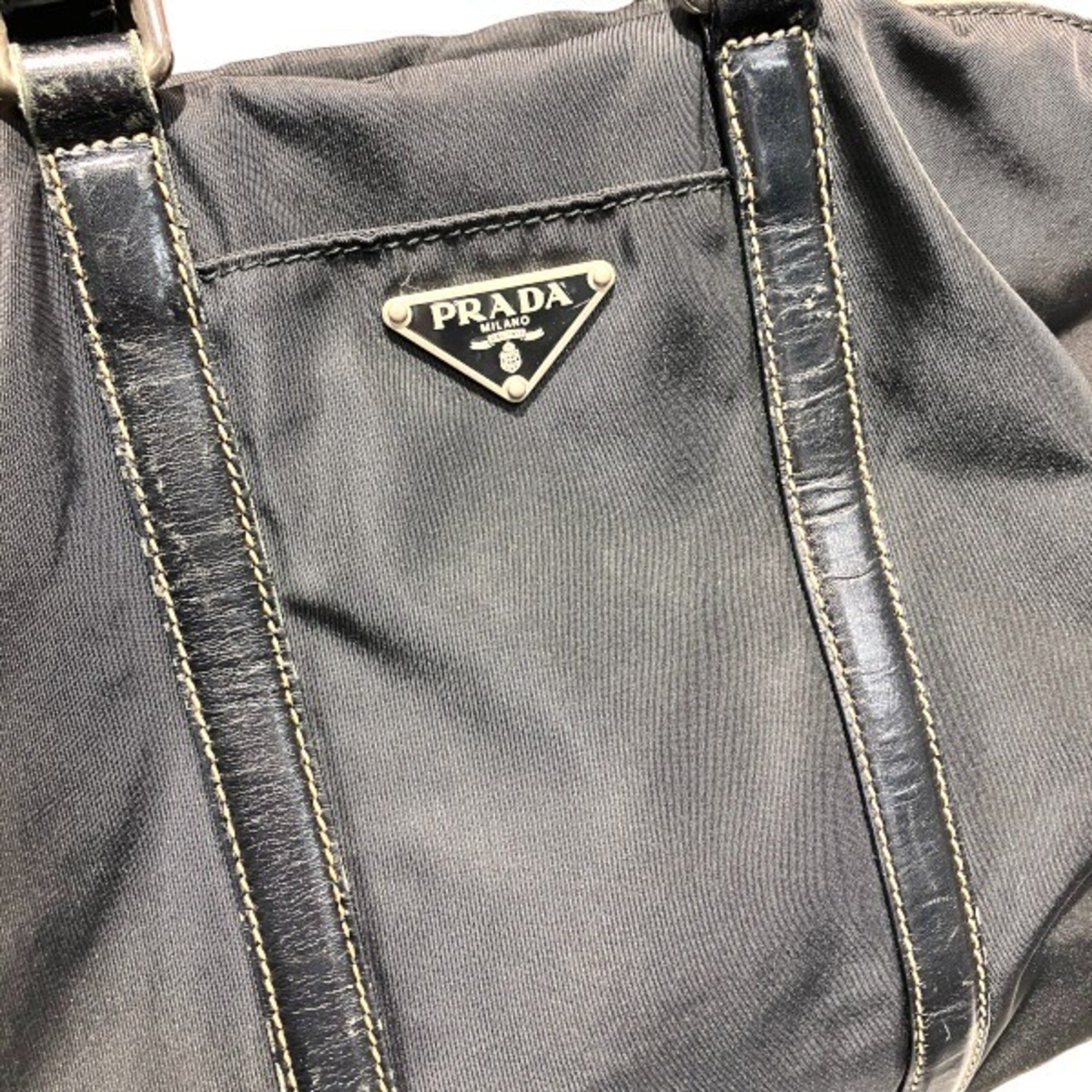 Prada Black Nylon Leather Handbag (Pre-Owned)