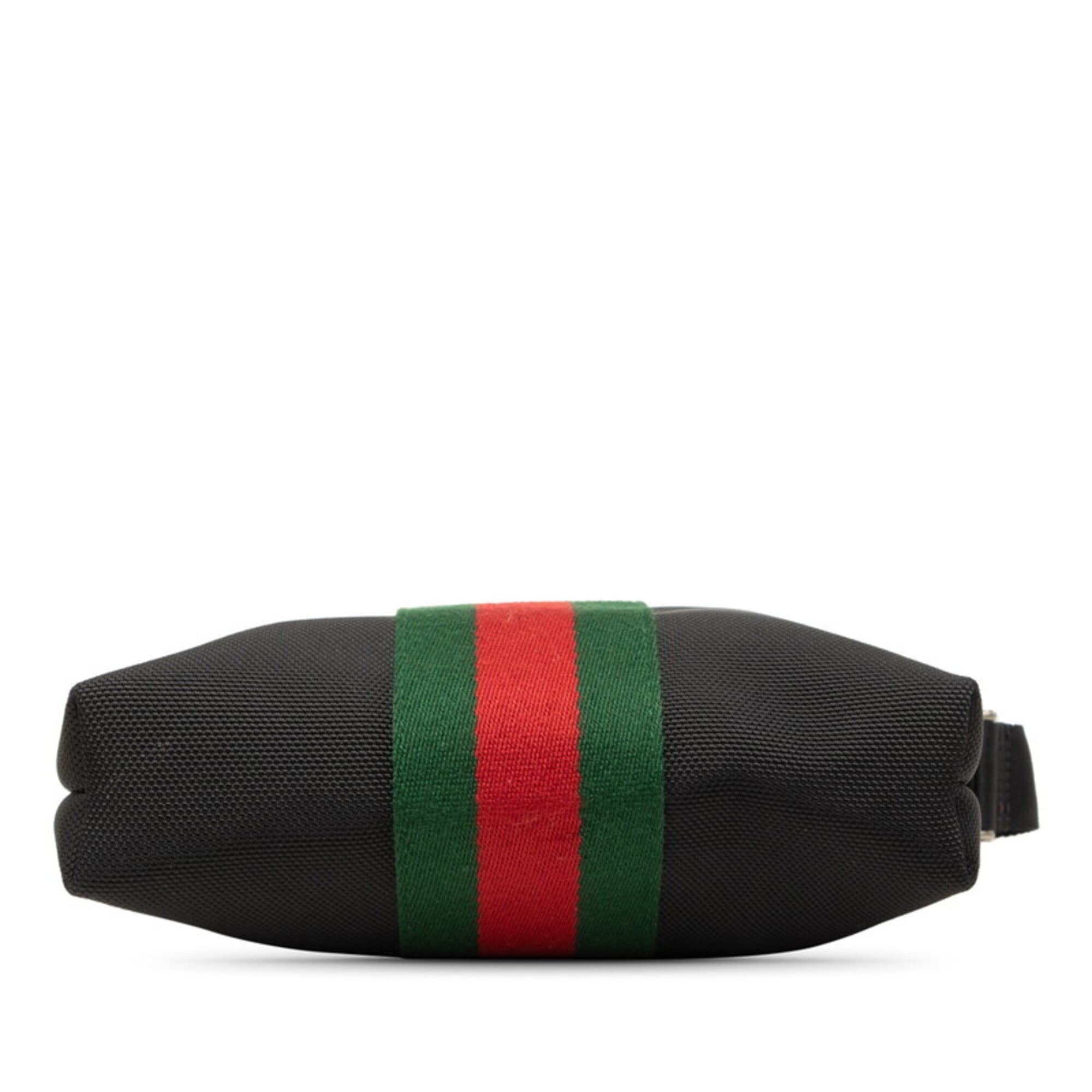 Gucci Black Canvas Leather Shoulder Bag (Pre-Owned)
