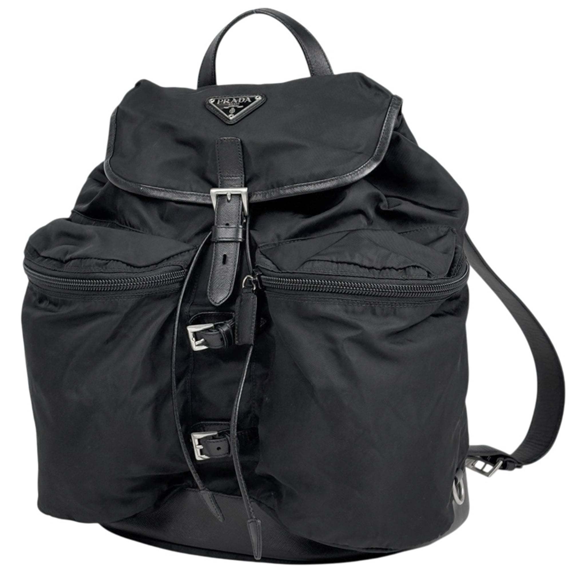 Prada Black Nylon Leather Backpack (Pre-Owned)