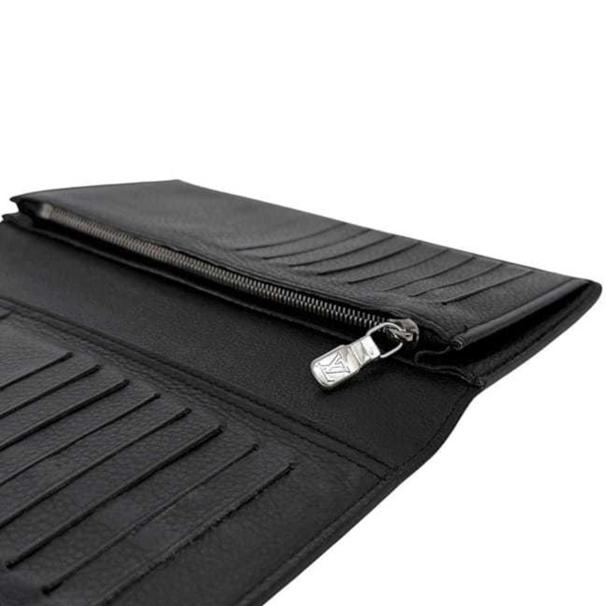 Louis Vuitton Black Noir Leather Long Wallet (Bi-Fold) (Pre-Owned)
