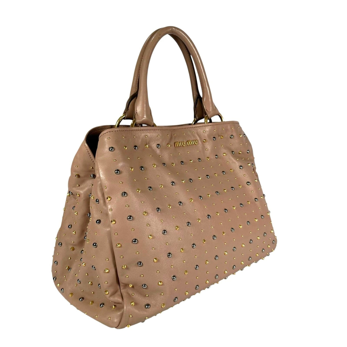 Miu Miu Pink Beige Leather Handbag Tote Bag (Pre-Owned)