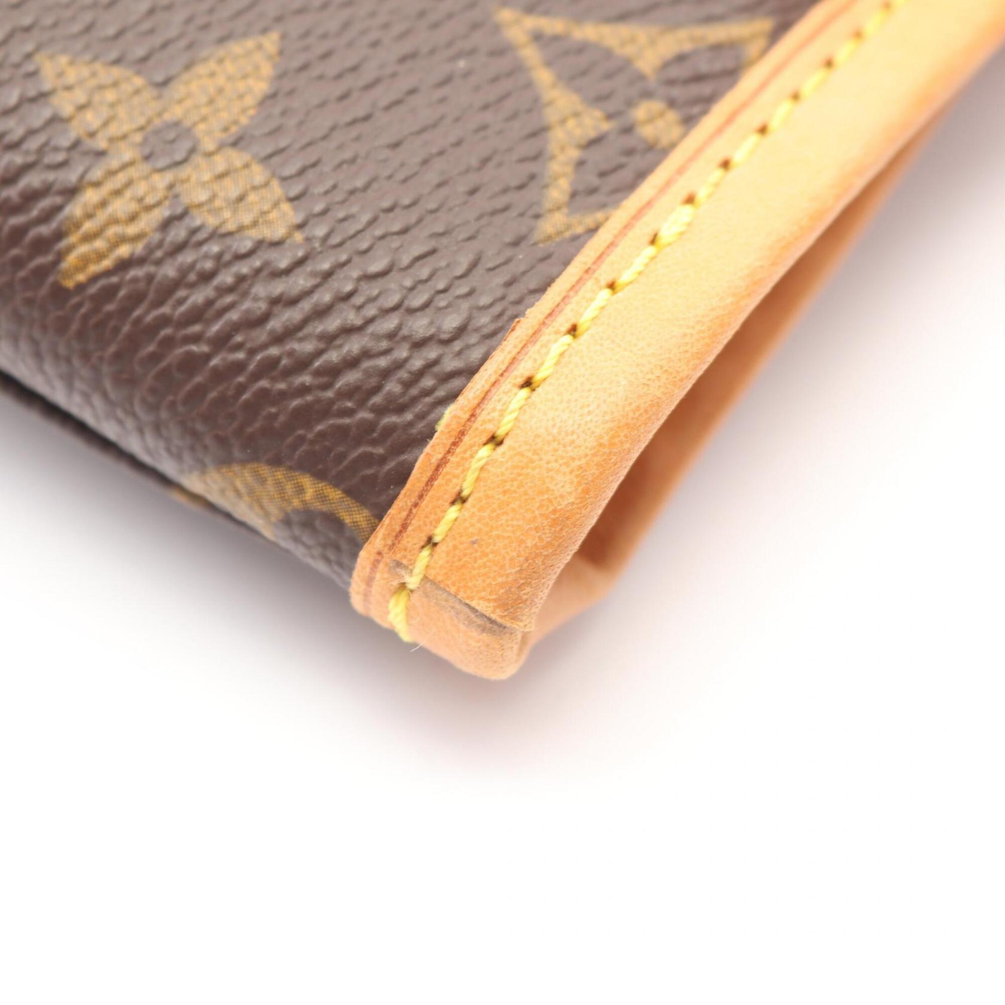 Louis Vuitton Brown Coated Canvas Leather Handbag Pouch Shoulder Bag (Pre-Owned)