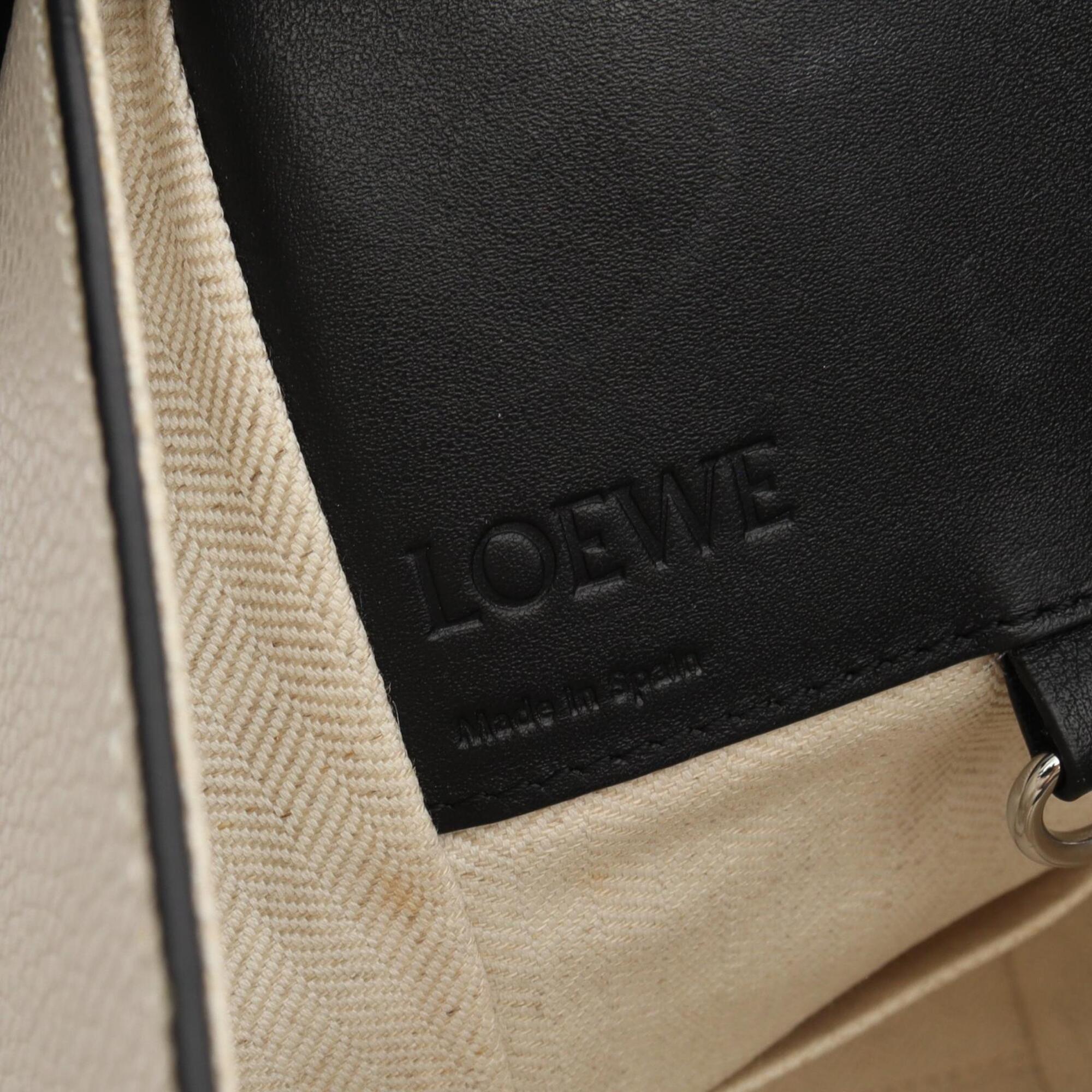Loewe Black Brown White Leather Canvas Handbag (Pre-Owned)