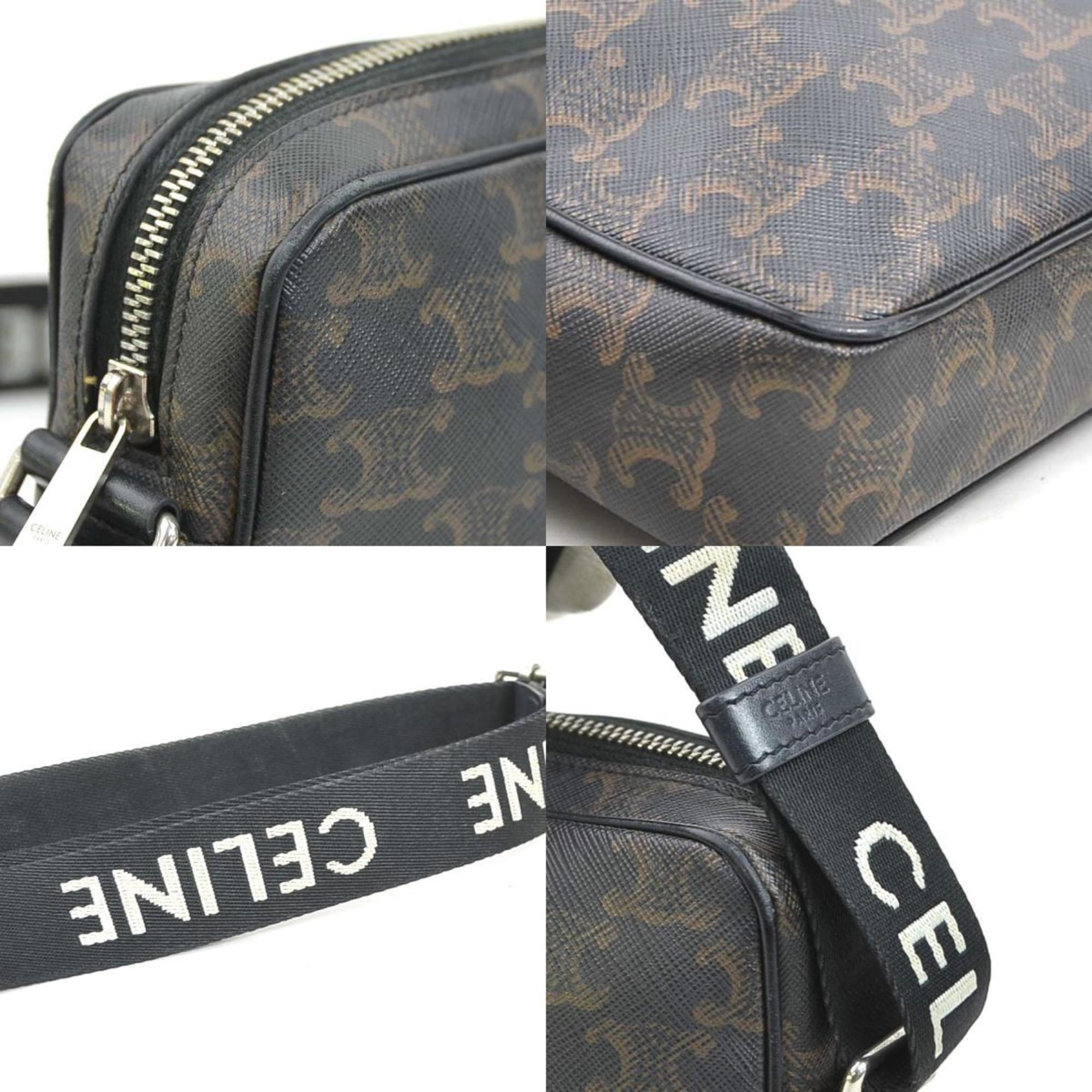 Celine Black Brown Coated Canvas Shoulder Bag (Pre-Owned)