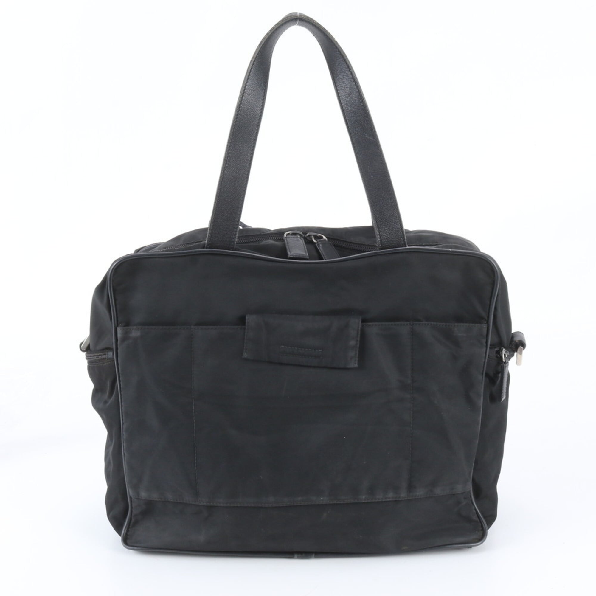 Prada Black Leather Nylon Tote Bag (Pre-Owned)