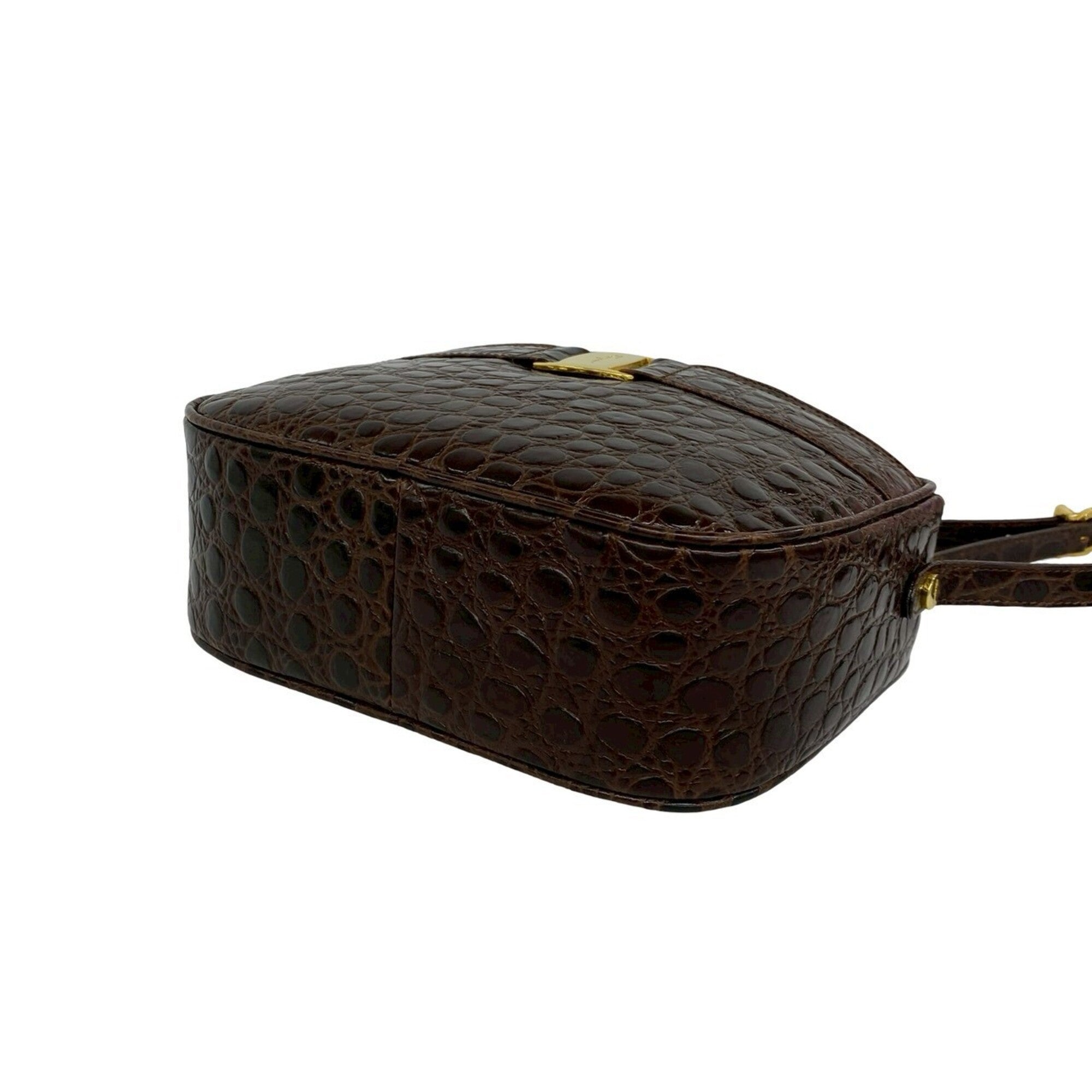 Salvatore Ferragamo Brown Leather Pochette Shoulder Bag (Pre-Owned)