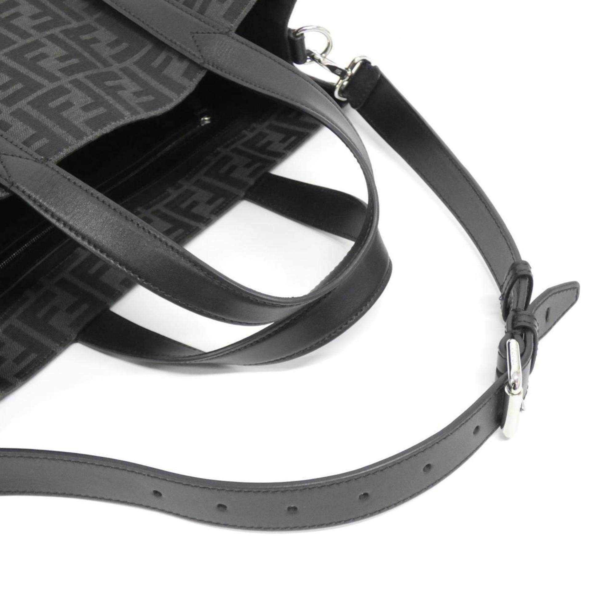 Fendi Black Canvas Leather Handbag (Pre-Owned)