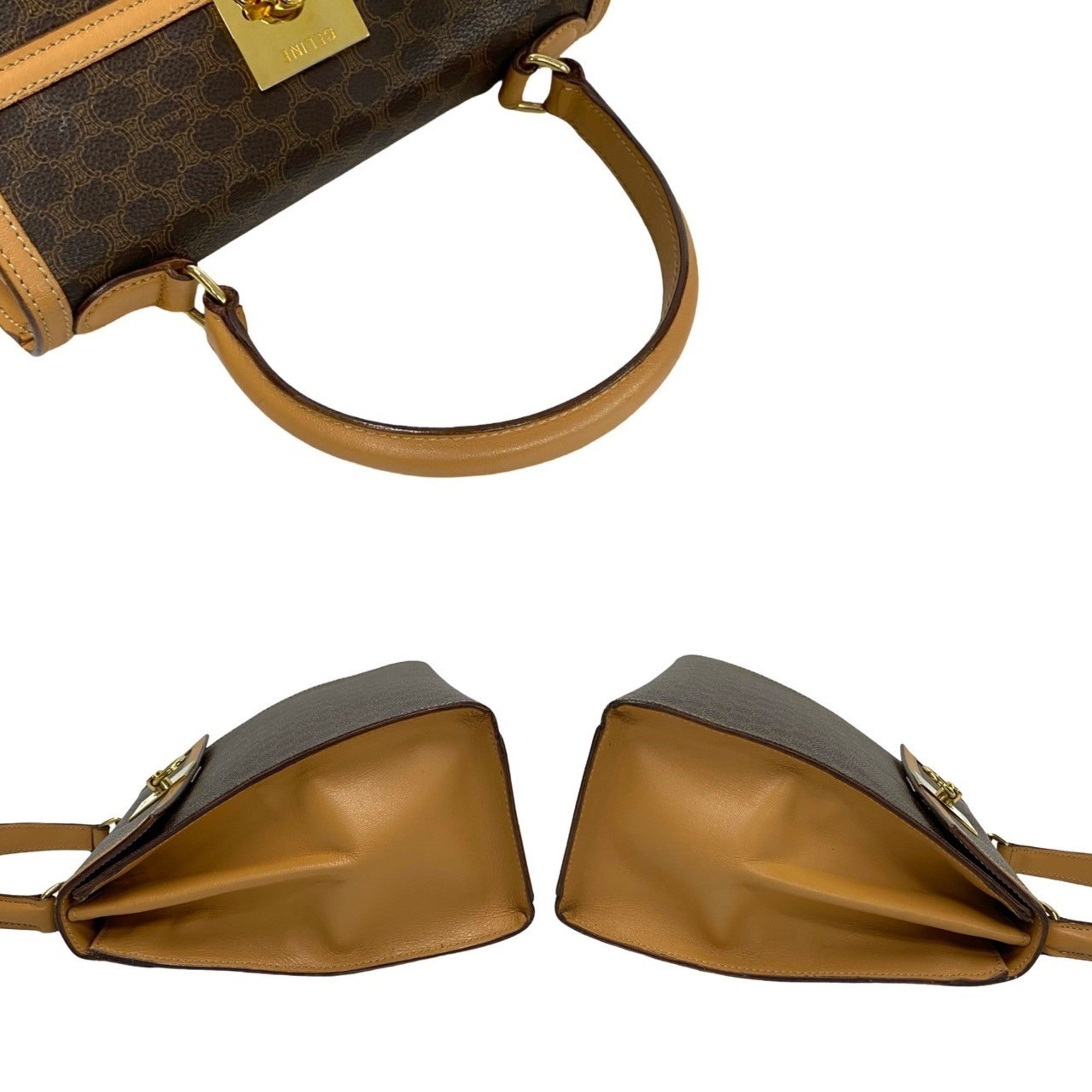 Celine Brown Leather Pvc Handbag Shoulder Bag (Pre-Owned)