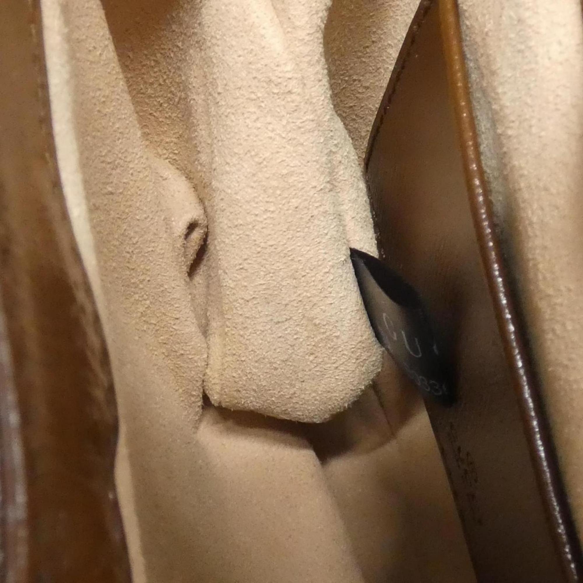 Gucci Beige Brown Gg Supreme Leather Handbag (Pre-Owned)
