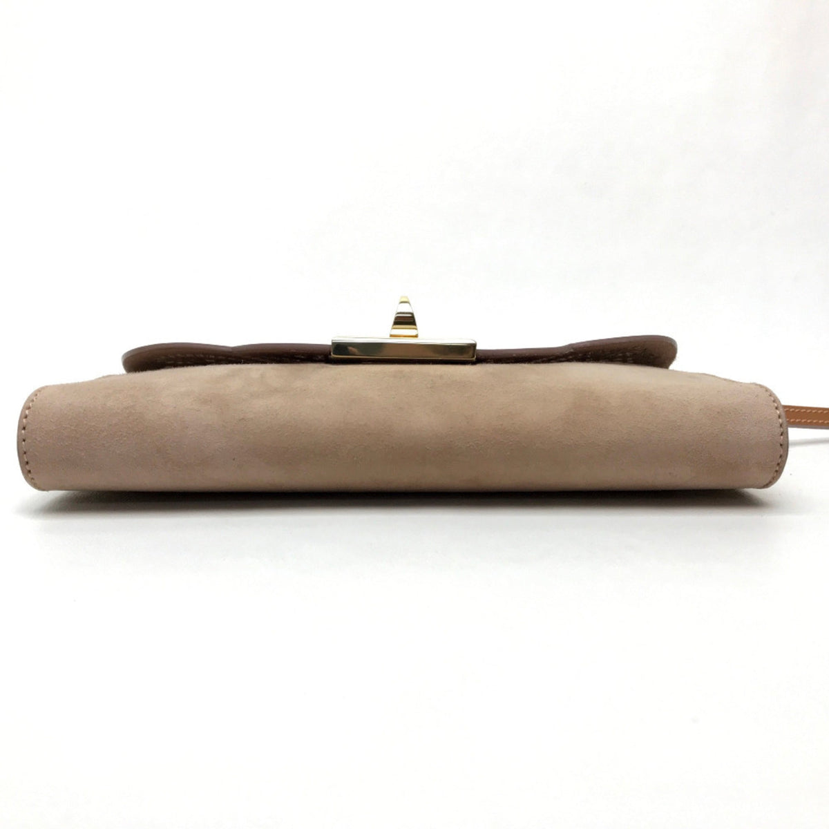 Sergio Rossi Pink Beige Suede Patent Leather Clutch Bag Handbag (Pre-Owned)