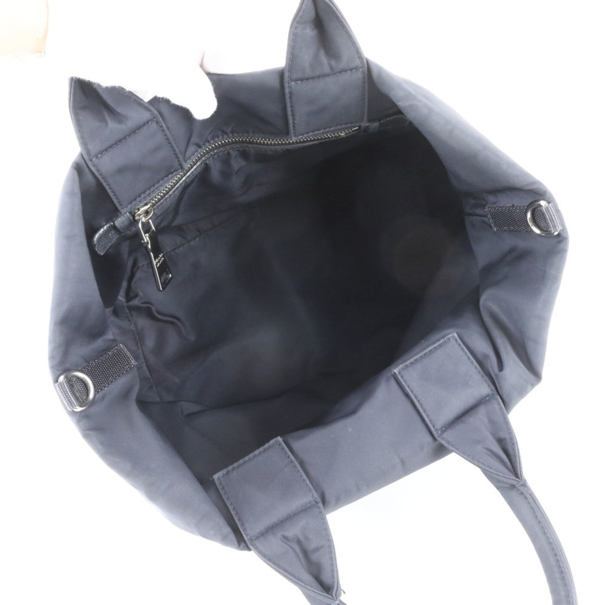 Prada Black Navy Leather Nylon Tote Bag (Pre-Owned)
