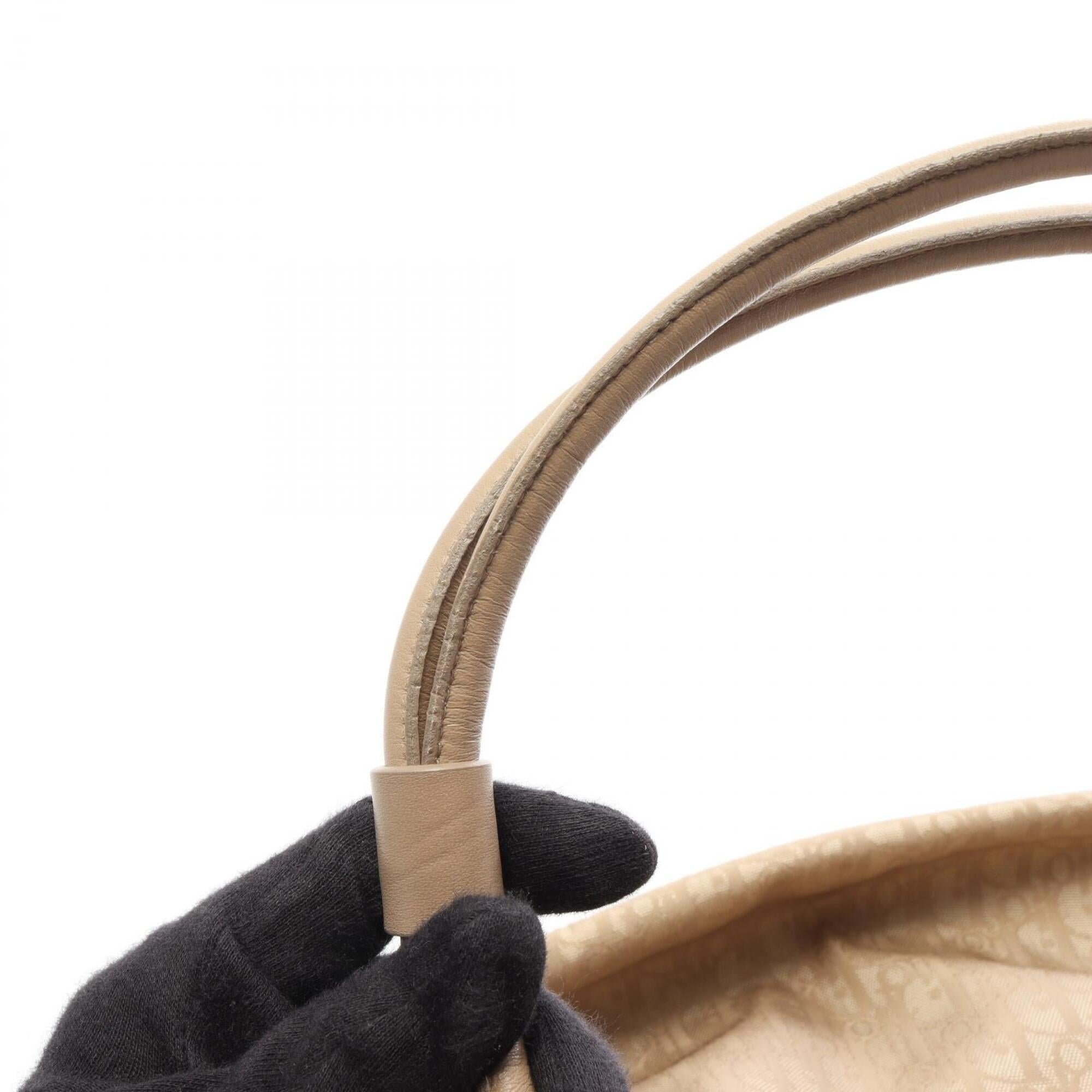 Christian Dior Beige Leather Nylon Canvas Handbag (Pre-Owned)