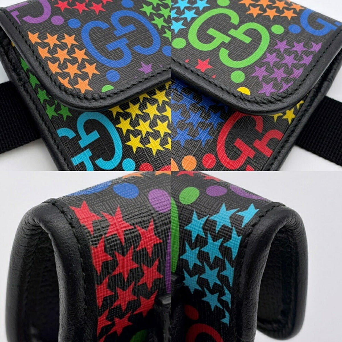 Gucci Black Multi-Color Pvc Leather Fanny Pack Sling Bag (Pre-Owned)