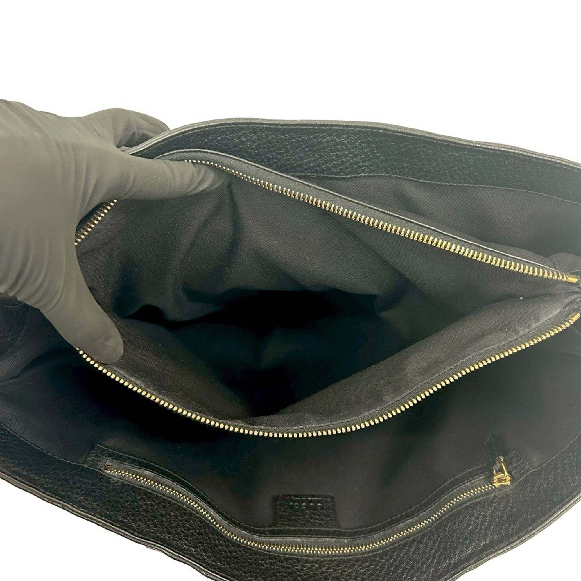 Gucci Black Leather Handbag Tote Bag (Pre-Owned)