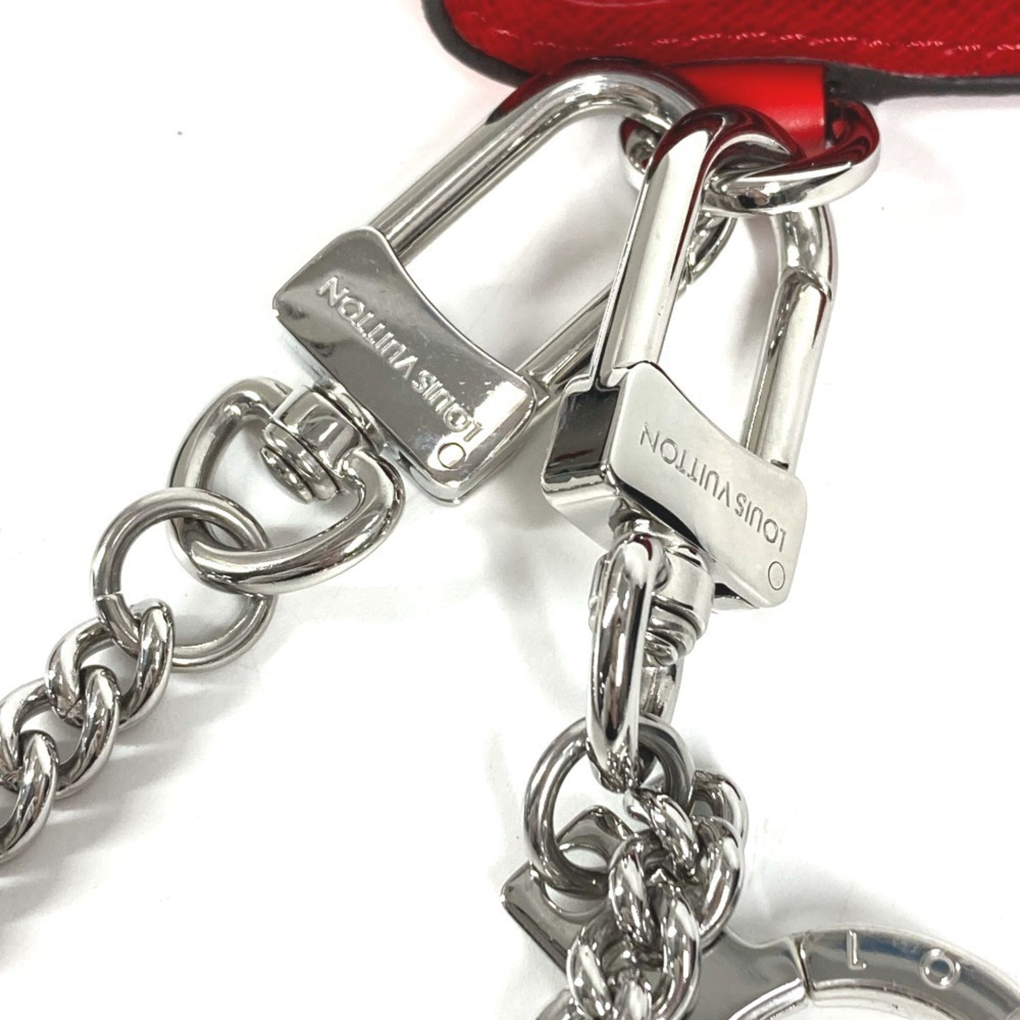 Louis Vuitton Epi Red Color White Epi Leather Chain/Shoulder Wallet (Pre-Owned)