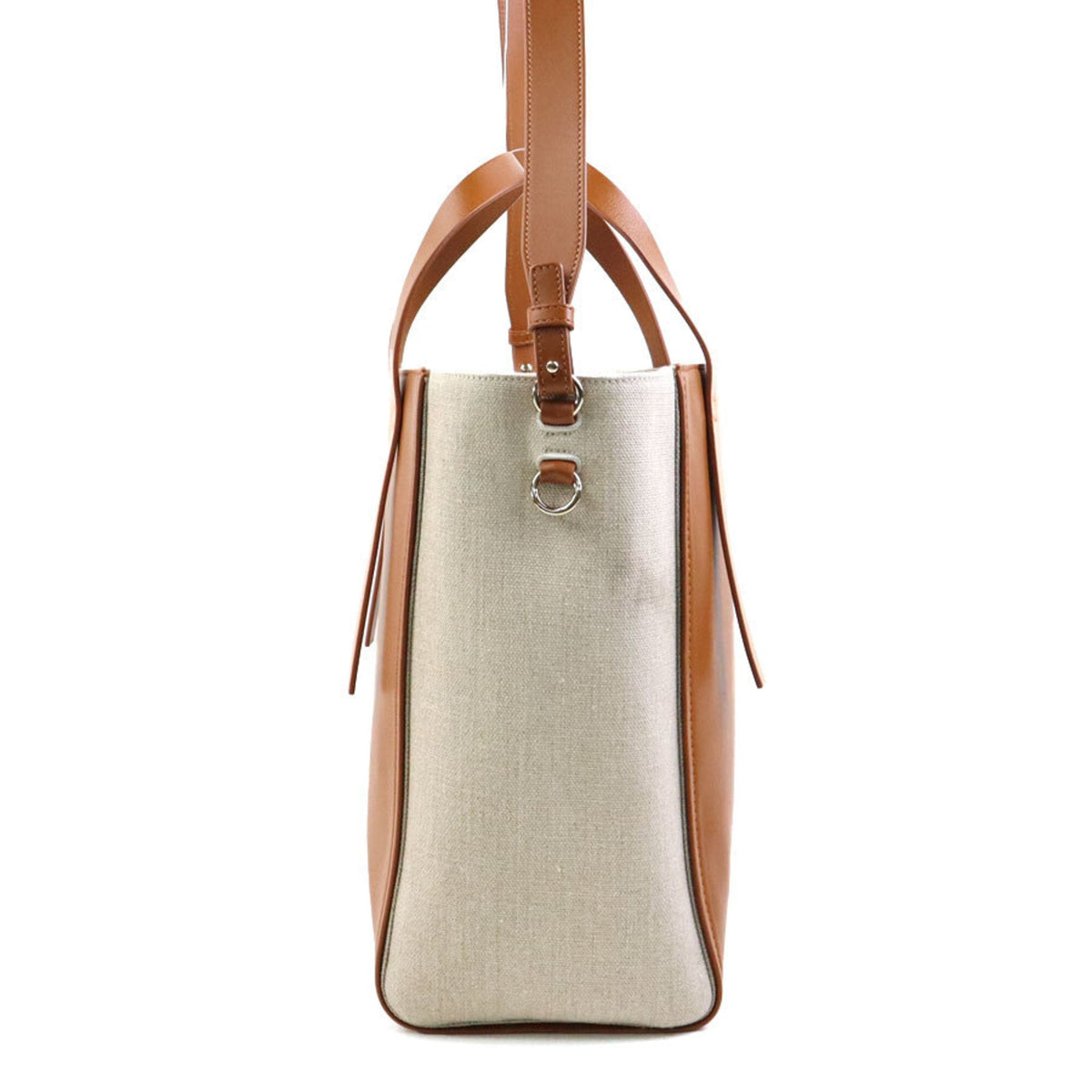 Chloé Beige Brown Leather Canvas Handbag Shoulder Bag (Pre-Owned)