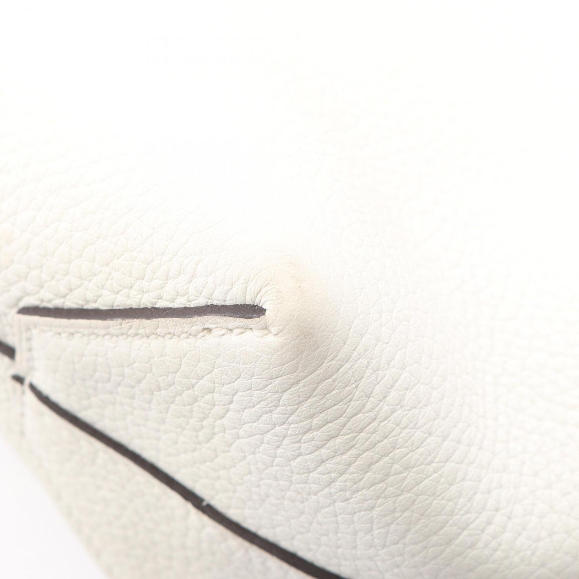 Hermes Beige White Taurillon Clemence Leather Handbag Tote Bag (Pre-Owned)