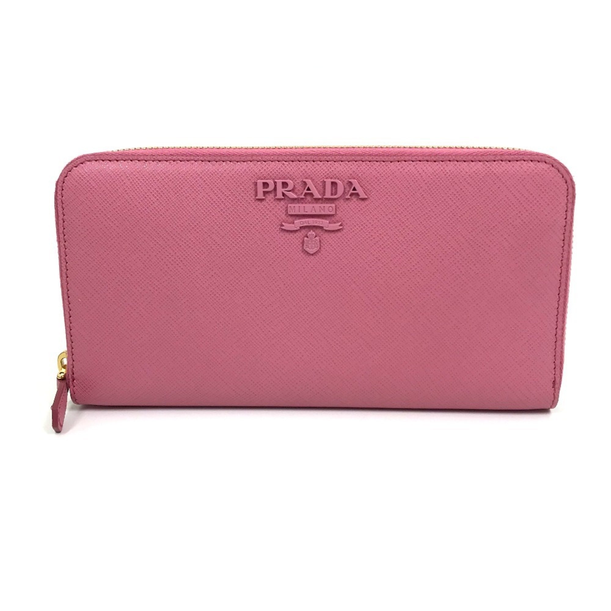 Prada Saffiano Begonia Pink Leather Long Wallet (Bi-Fold) (Pre-Owned)