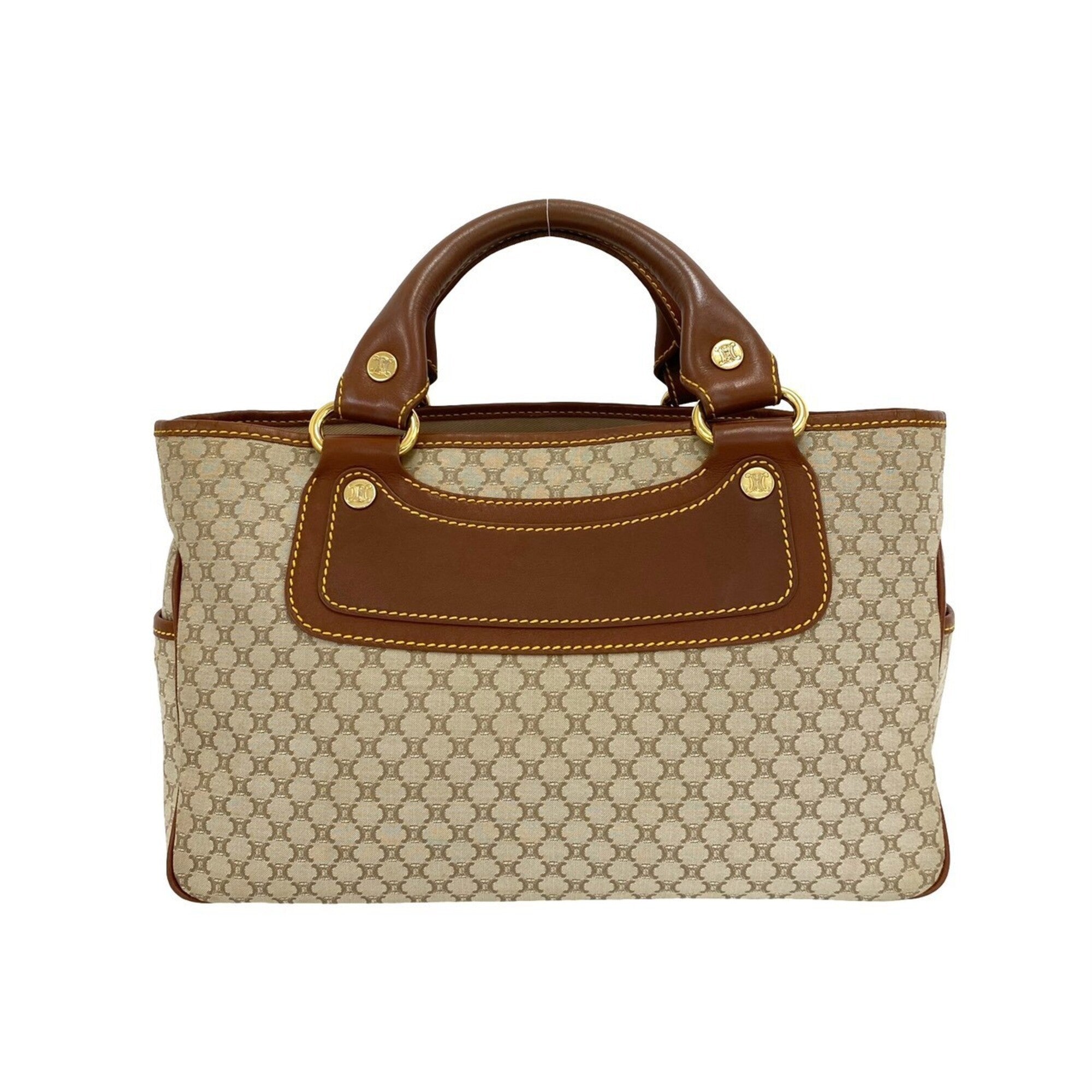 Celine Beige Brown Canvas Leather Handbag Tote Bag (Pre-Owned)