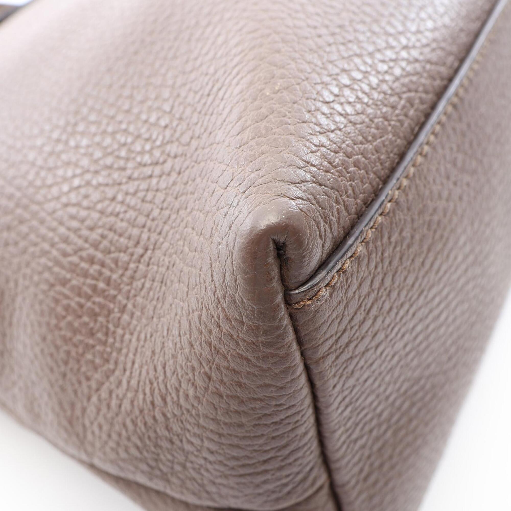 Gucci Gray Leather Handbag Tote Bag (Pre-Owned)