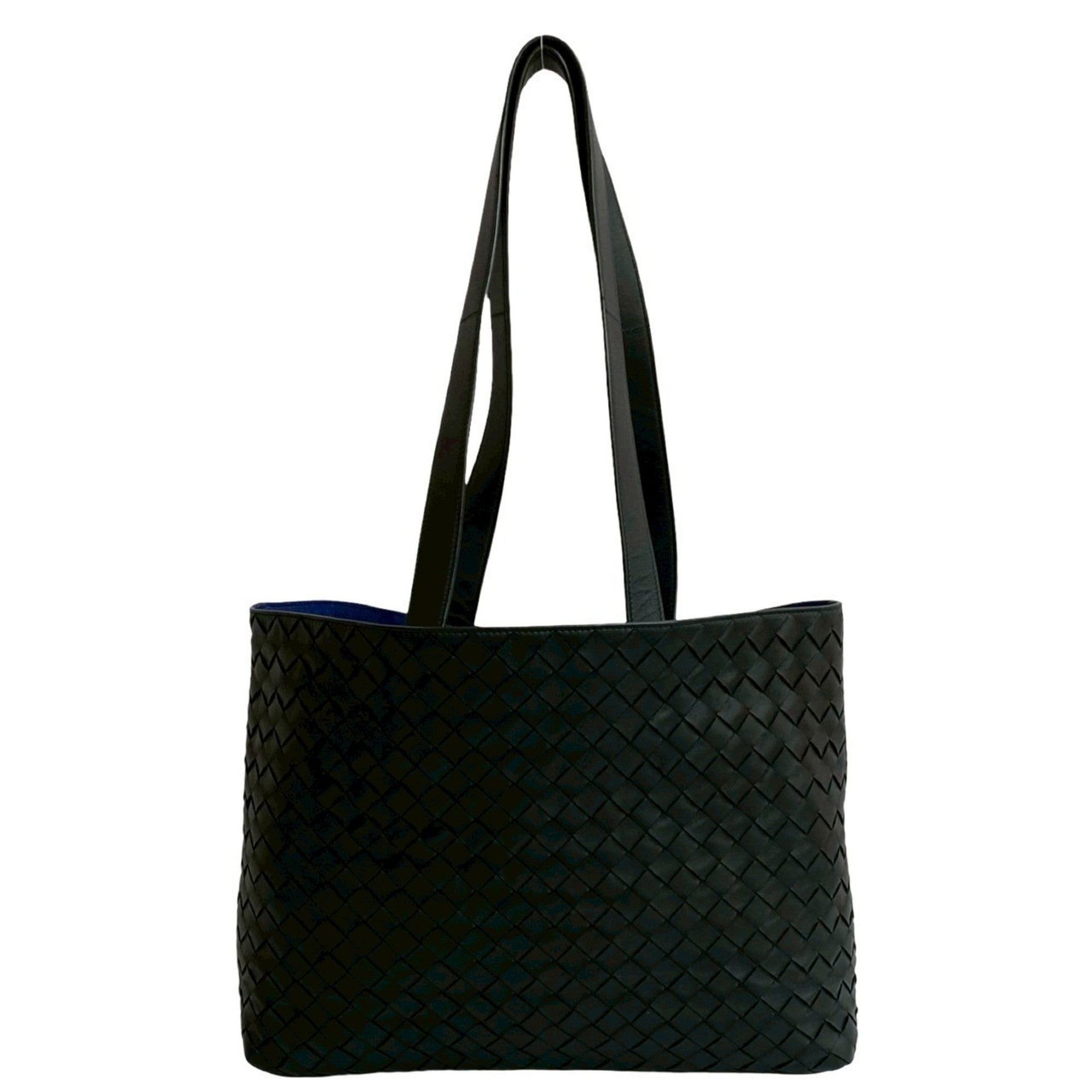 Bottega Veneta Black Blue Leather Handbag Tote Bag (Pre-Owned)