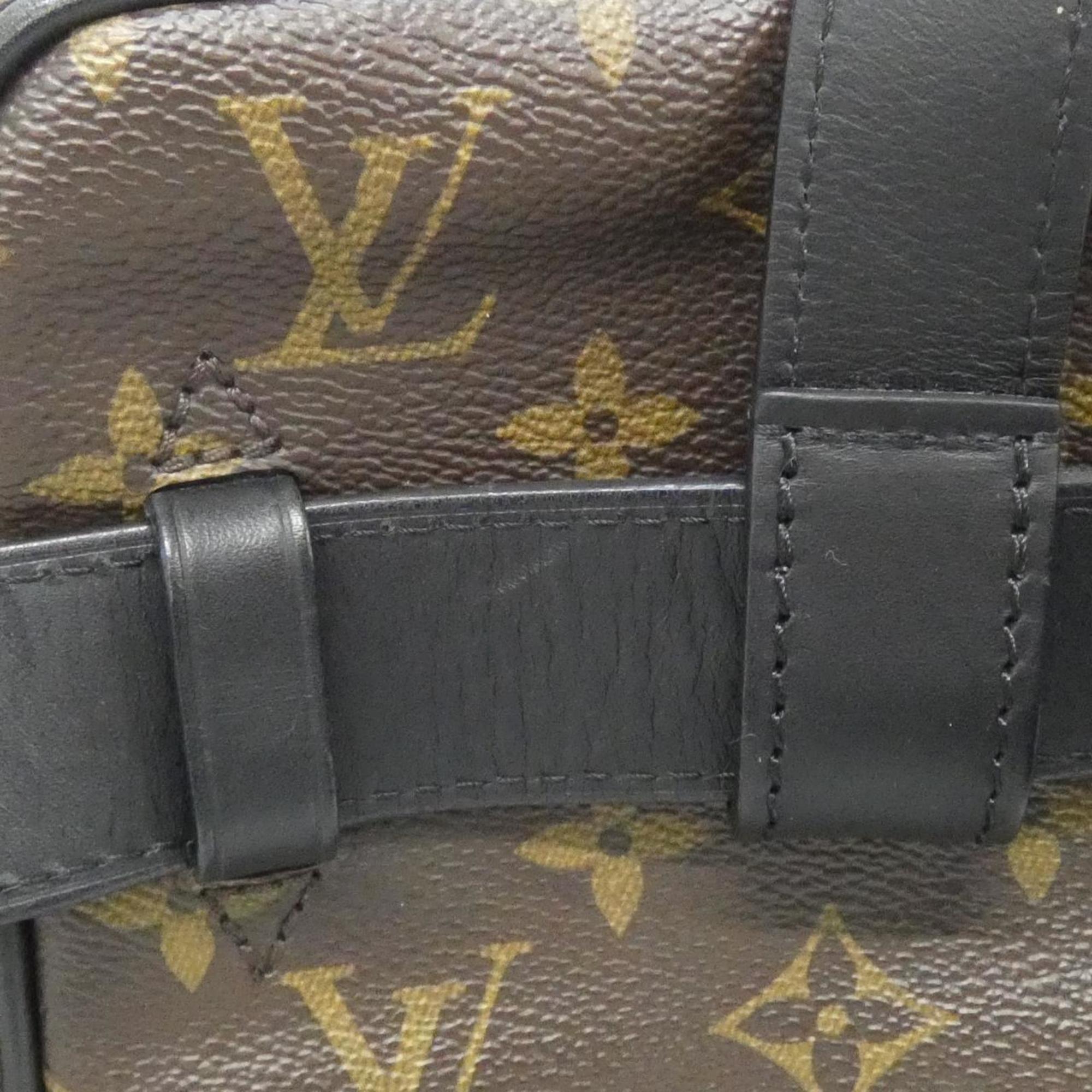 Louis Vuitton Black Brown Coated Canvas Shoulder Bag (Pre-Owned)