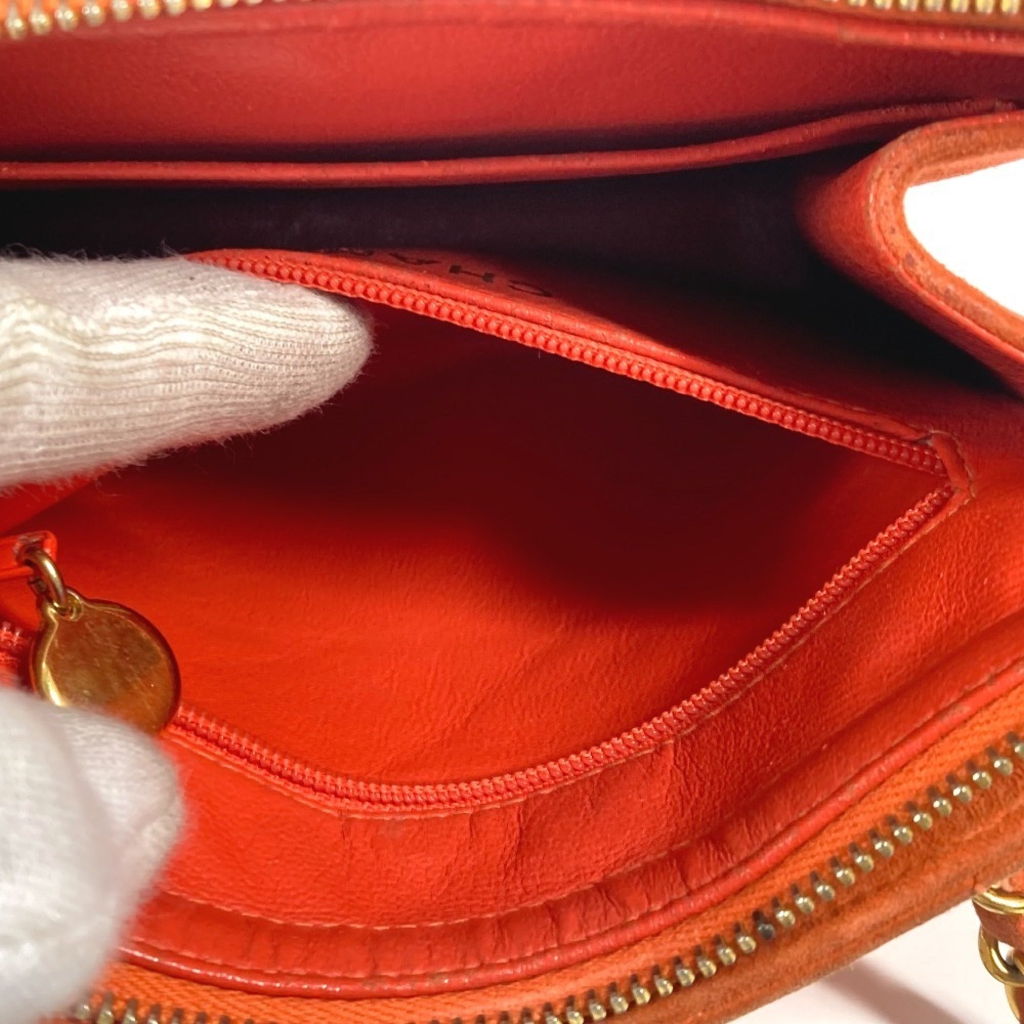 Chanel Orange Suede Handbag Shoulder Bag (Pre-Owned)
