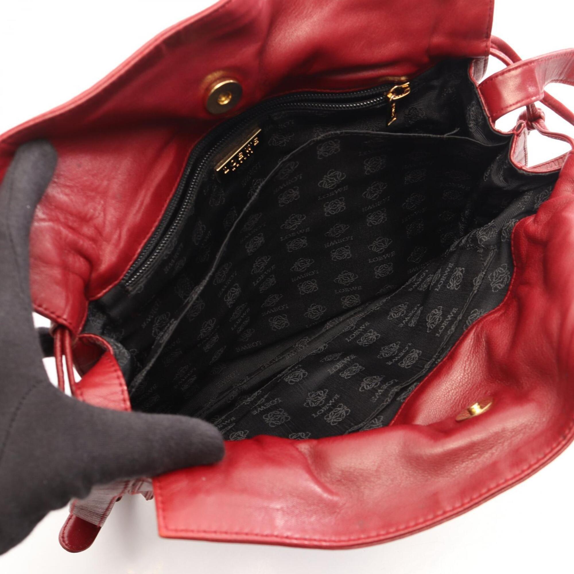 Loewe Bordeaux Leather Handbag Shoulder Bag (Pre-Owned)