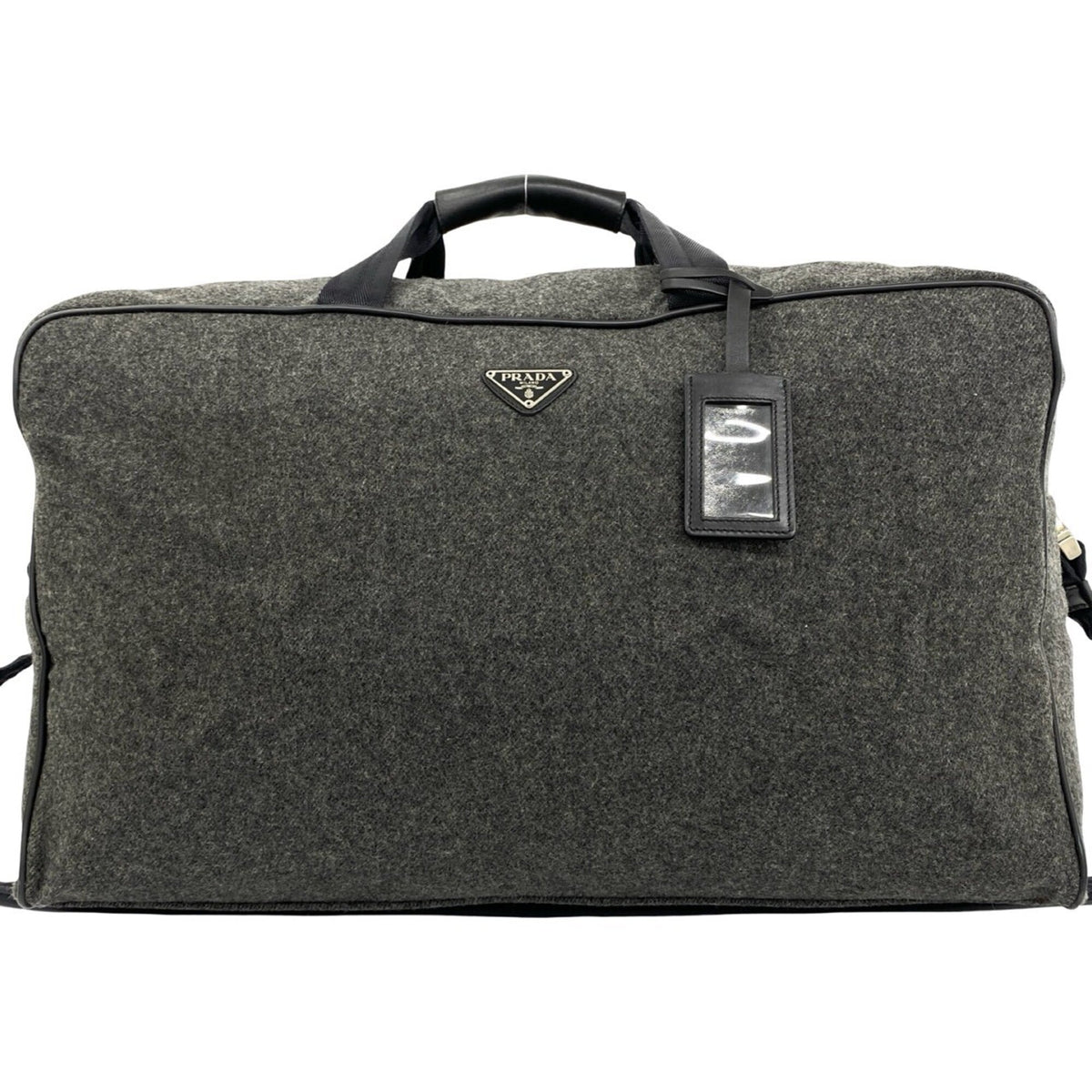 Prada Gray Wool Nylon Boston Bag Shoulder Bag (Pre-Owned)