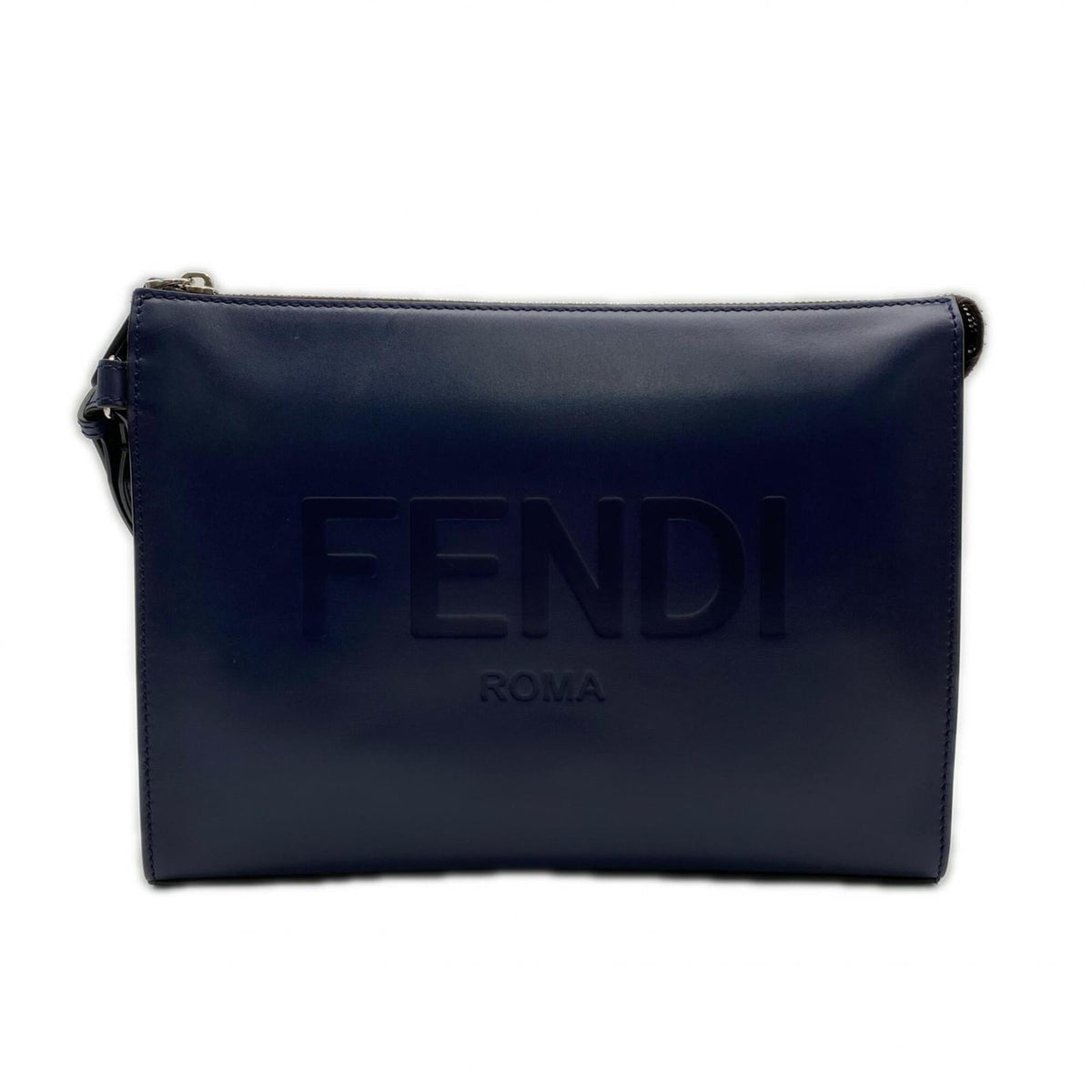 Fendi Navy Leather Clutch Bag (Pre-Owned)