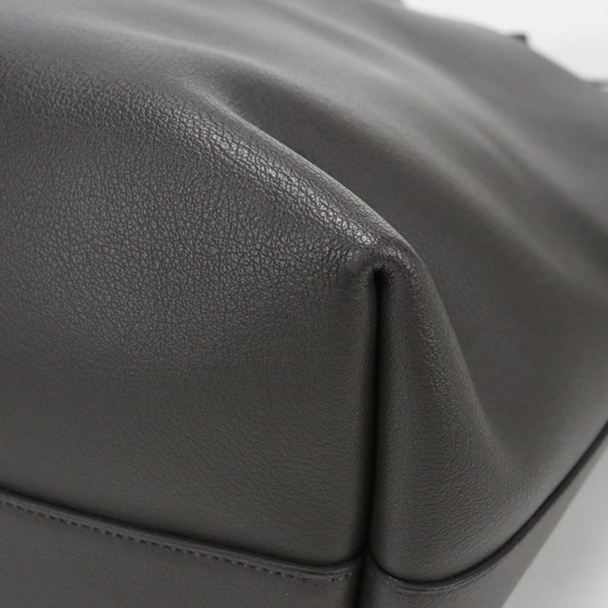 Saint Laurent Gray Leather Pouch Tote Bag (Pre-Owned)