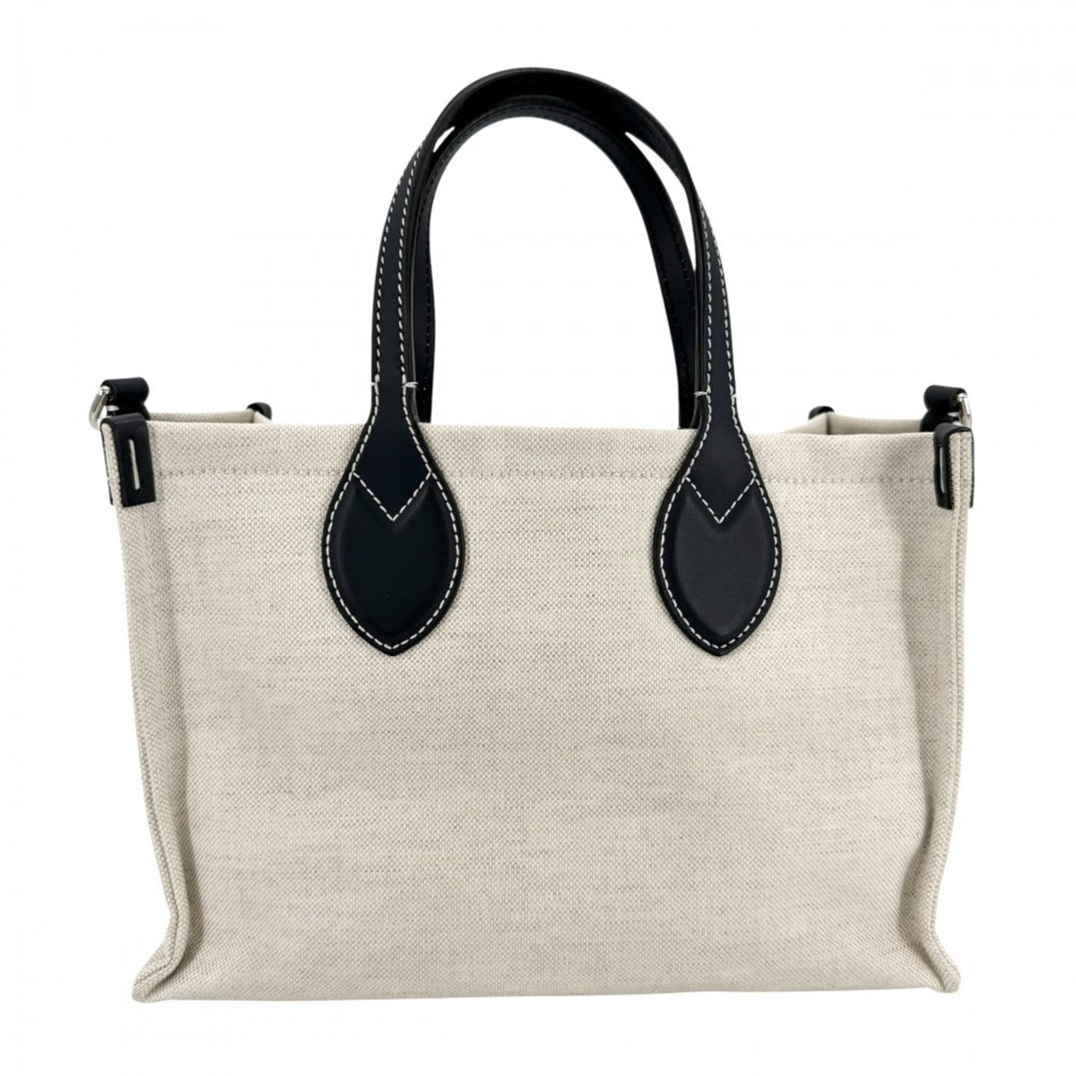 Gucci Beige Navy Cotton Canvas Leather Handbag Shoulder Bag (Pre-Owned)
