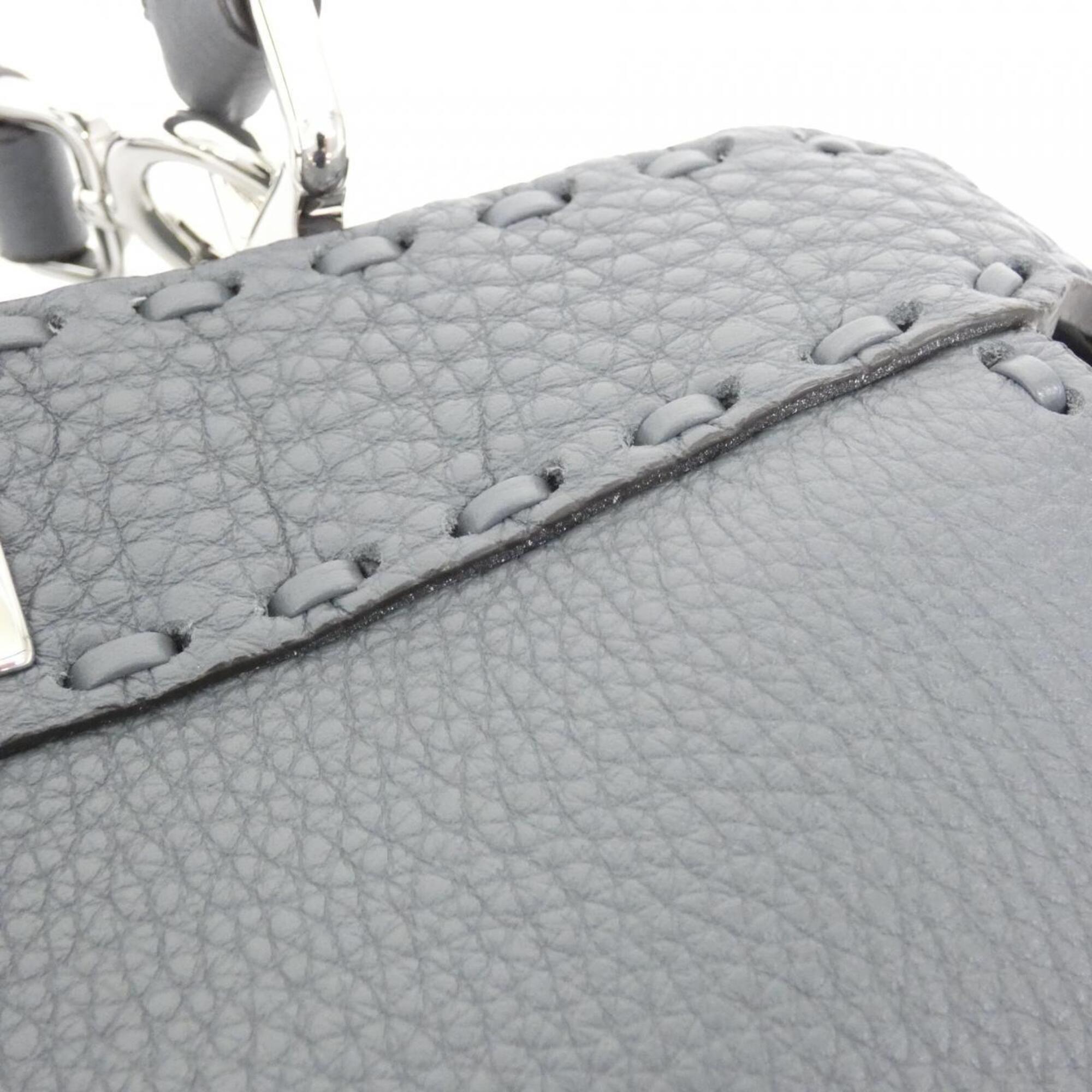 Fendi Gray Leather Handbag (Pre-Owned)