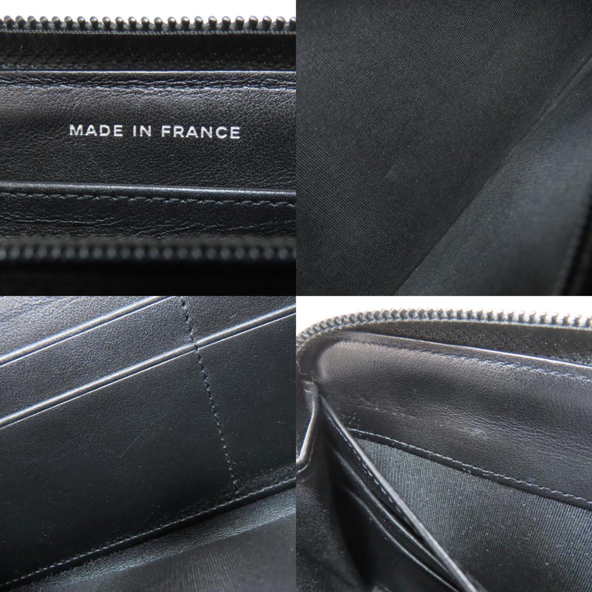Chanel Boy Chanel Black Leather Long Wallet (Bi-Fold) (Pre-Owned)
