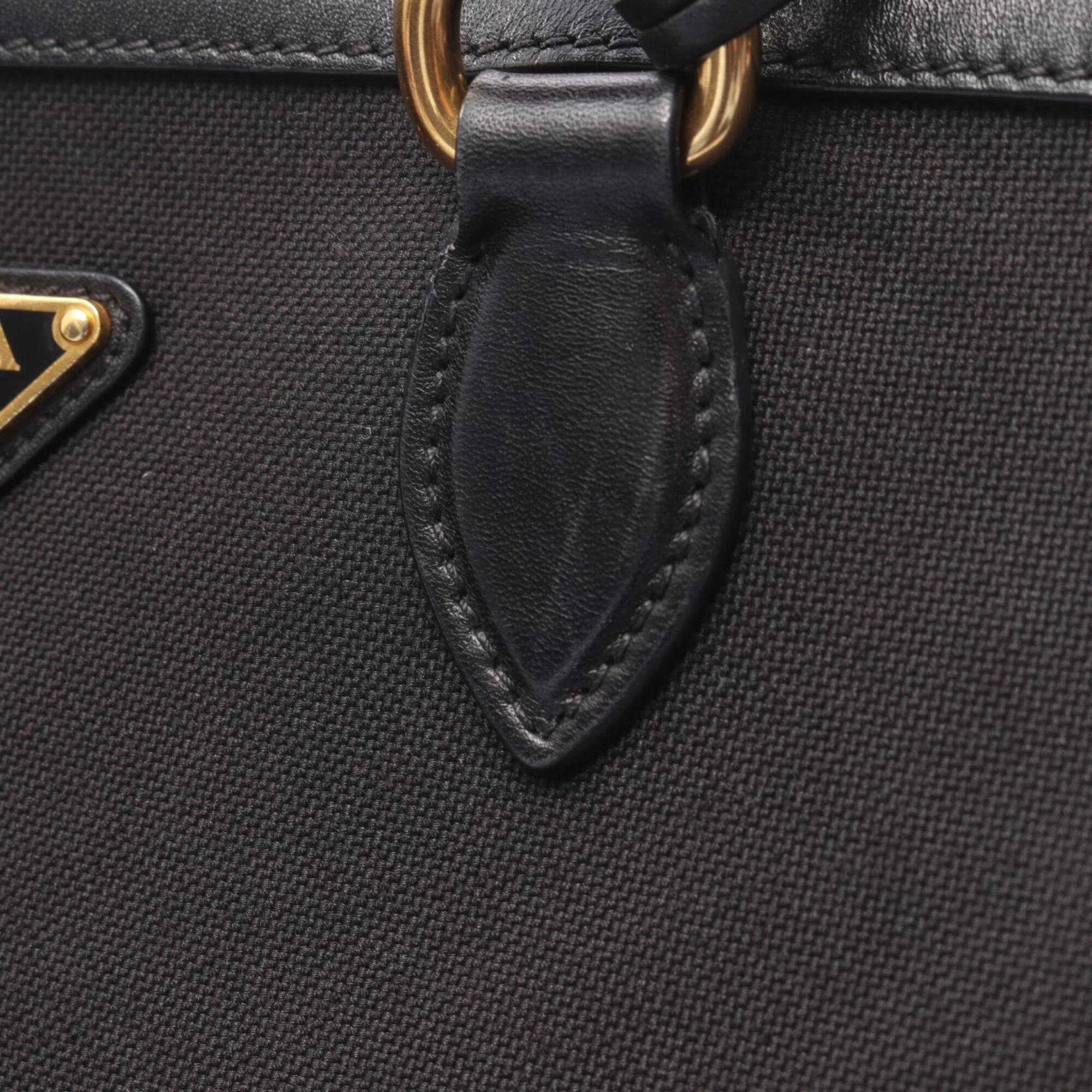 Prada Black Canvas Leather Handbag (Pre-Owned)