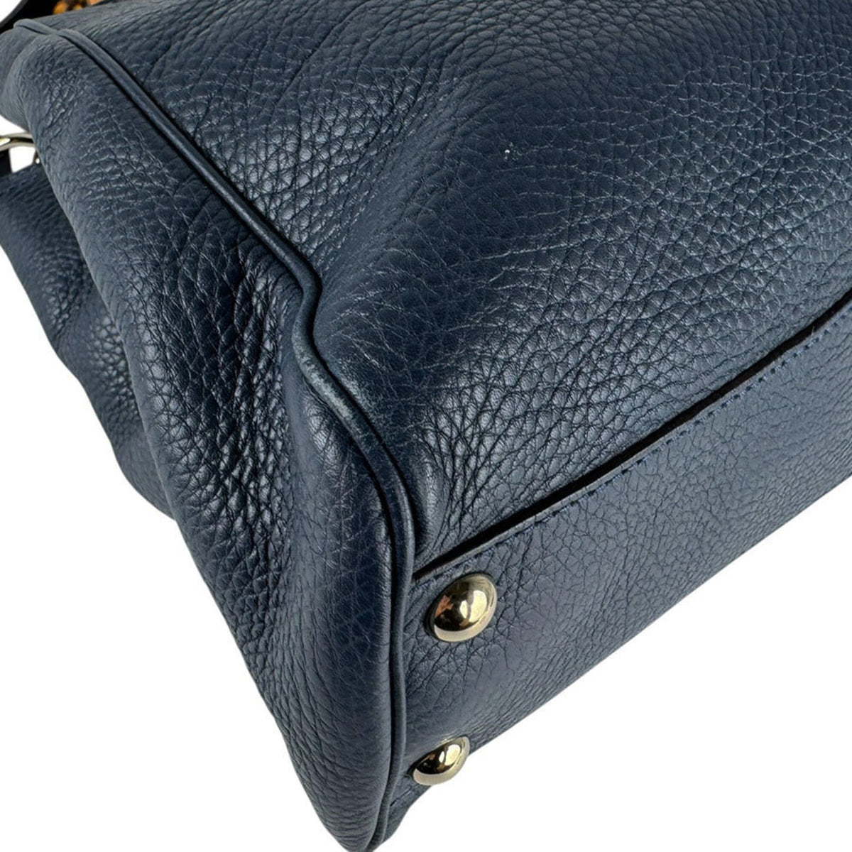 Gucci Navy Leather Handbag Shoulder Bag (Pre-Owned)